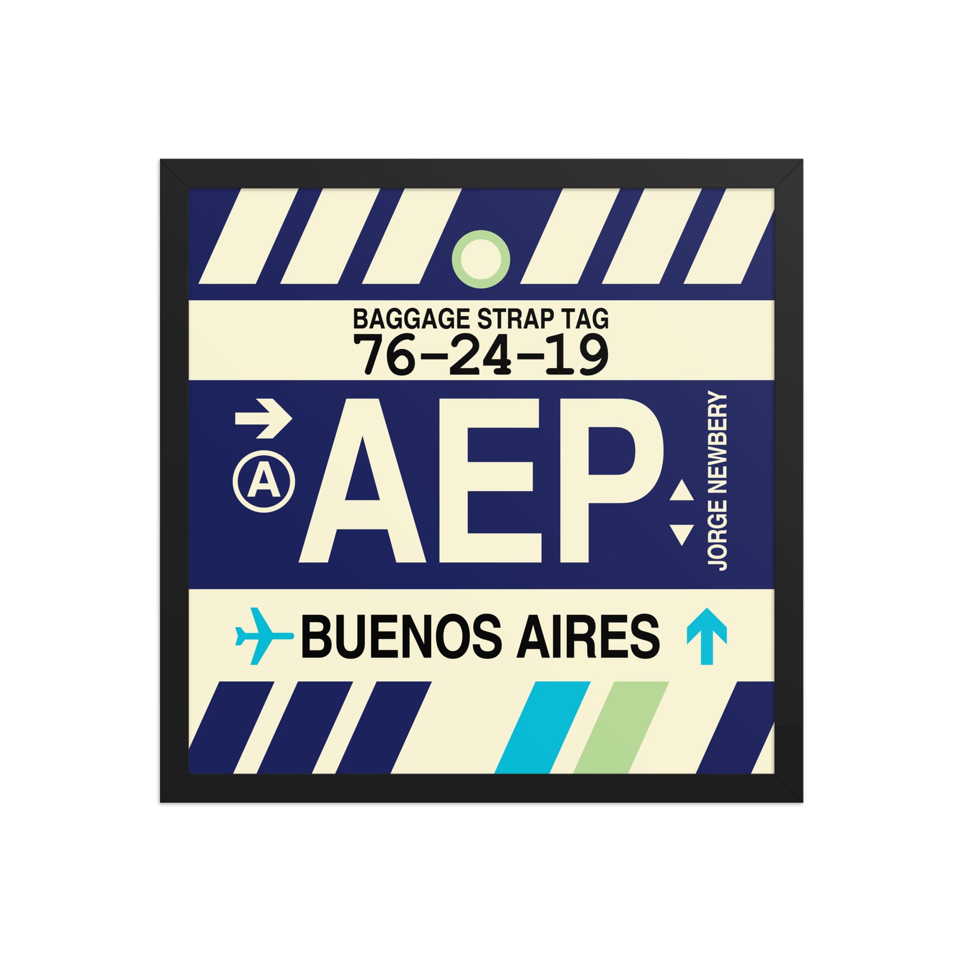 AEP Buenos Aires Framed Print • Jet Age Baggage Tag Design • YHM Designs - Image 05