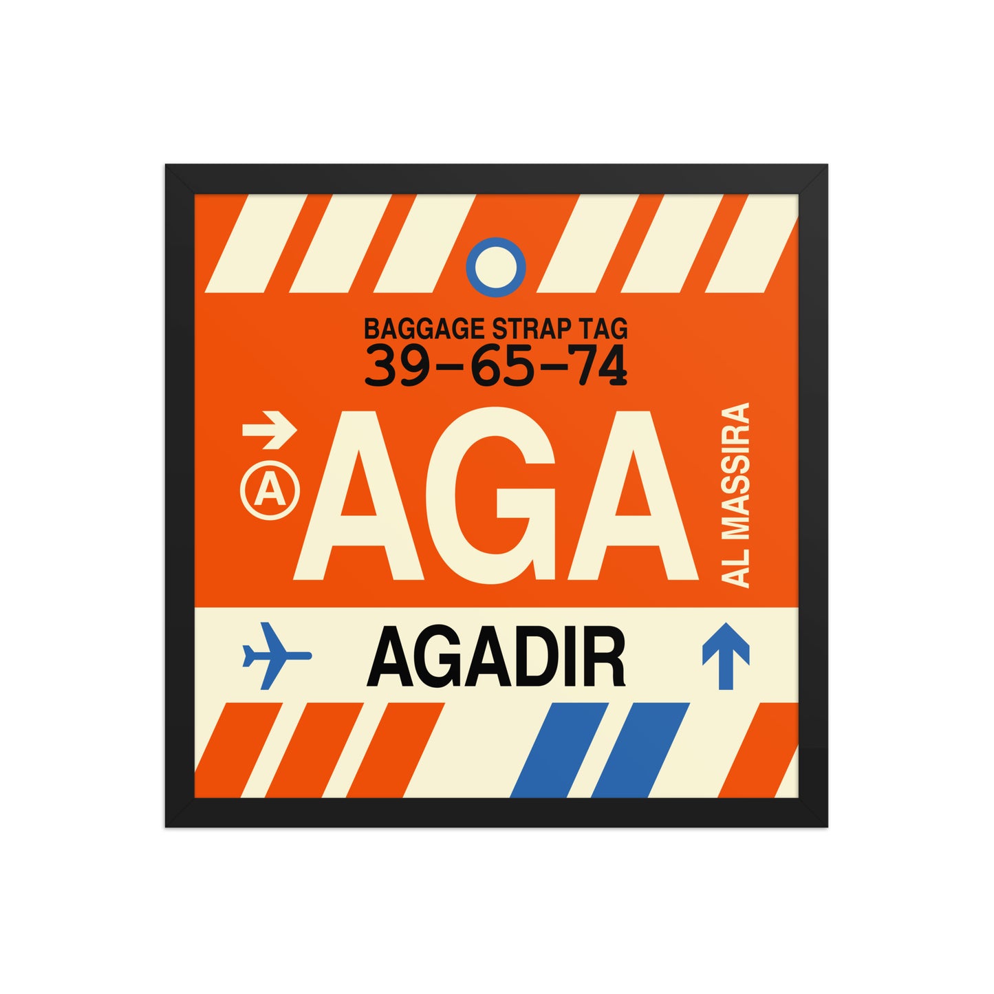 AGA Agadir Framed Print • Jet Age Baggage Tag Design • YHM Designs - Image 05