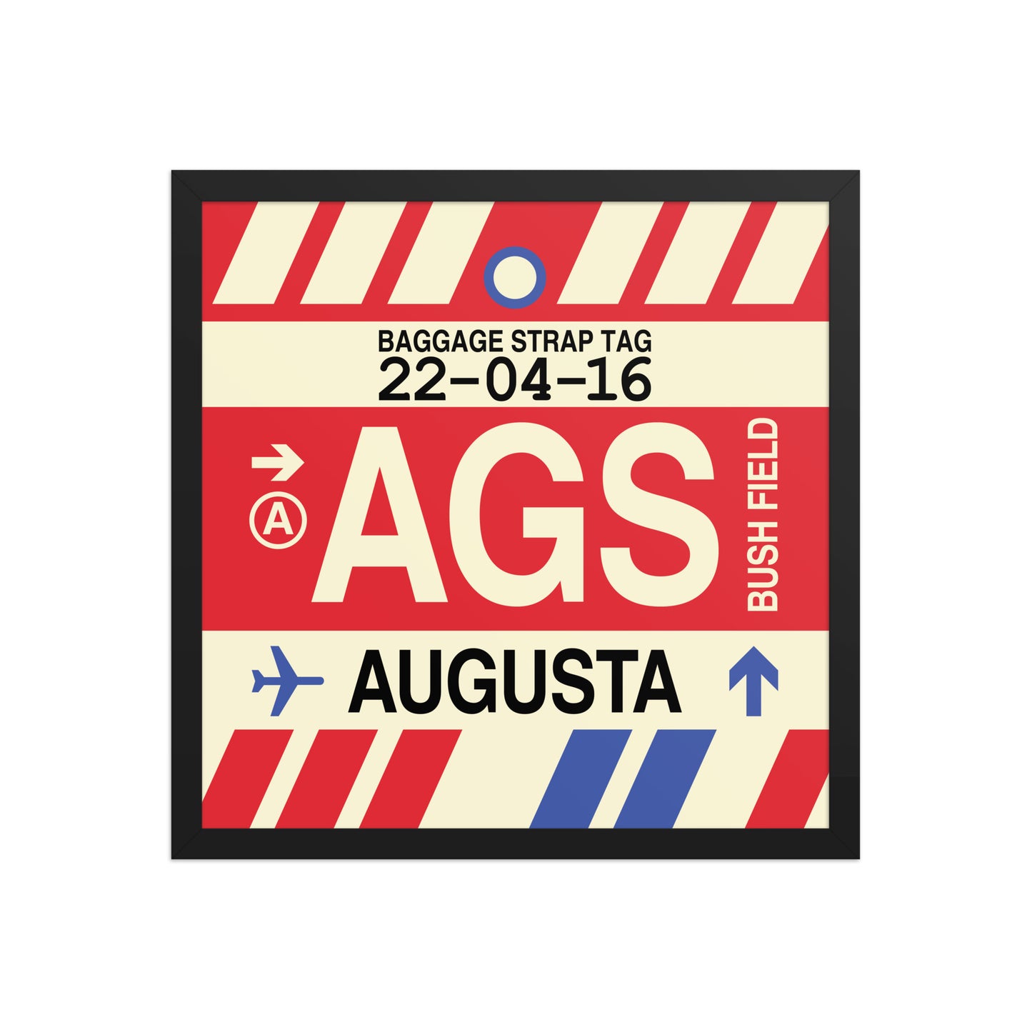 AGS Augusta Framed Print • Jet Age Baggage Tag Design • YHM Designs - Image 05