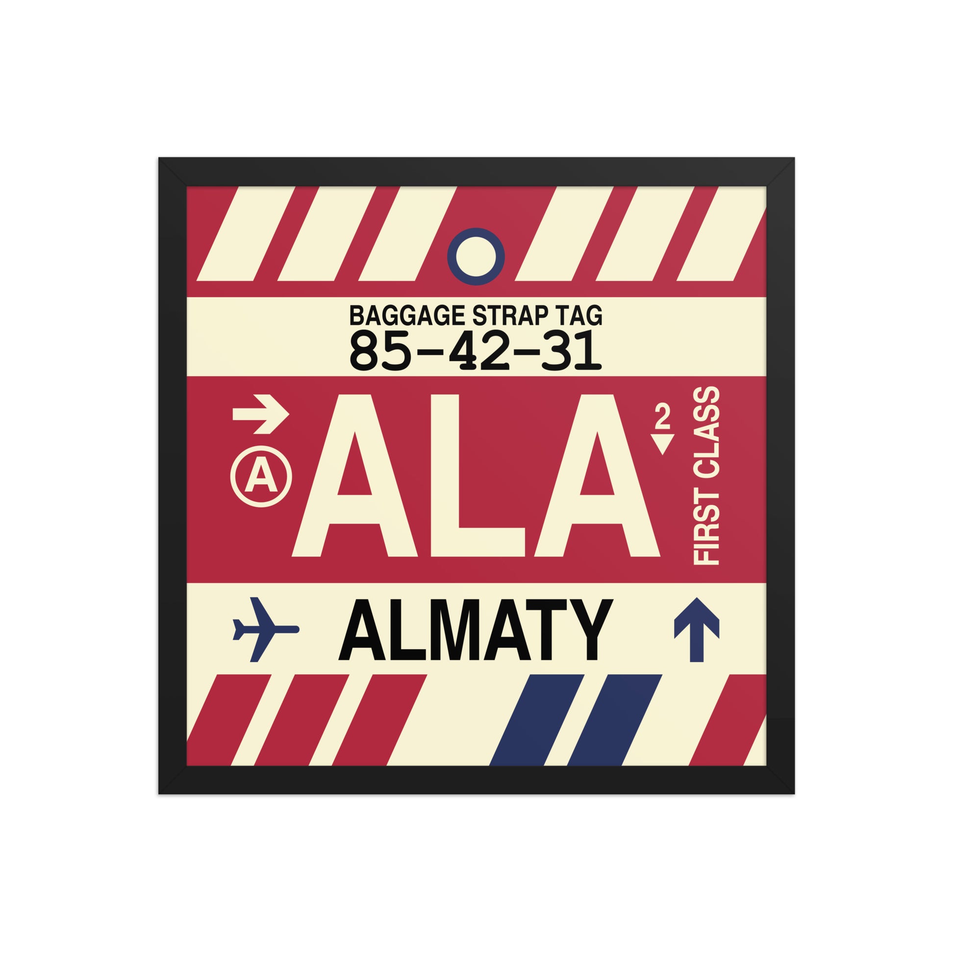 ALA Almaty Framed Print • Jet Age Baggage Tag Design • YHM Designs - Image 05