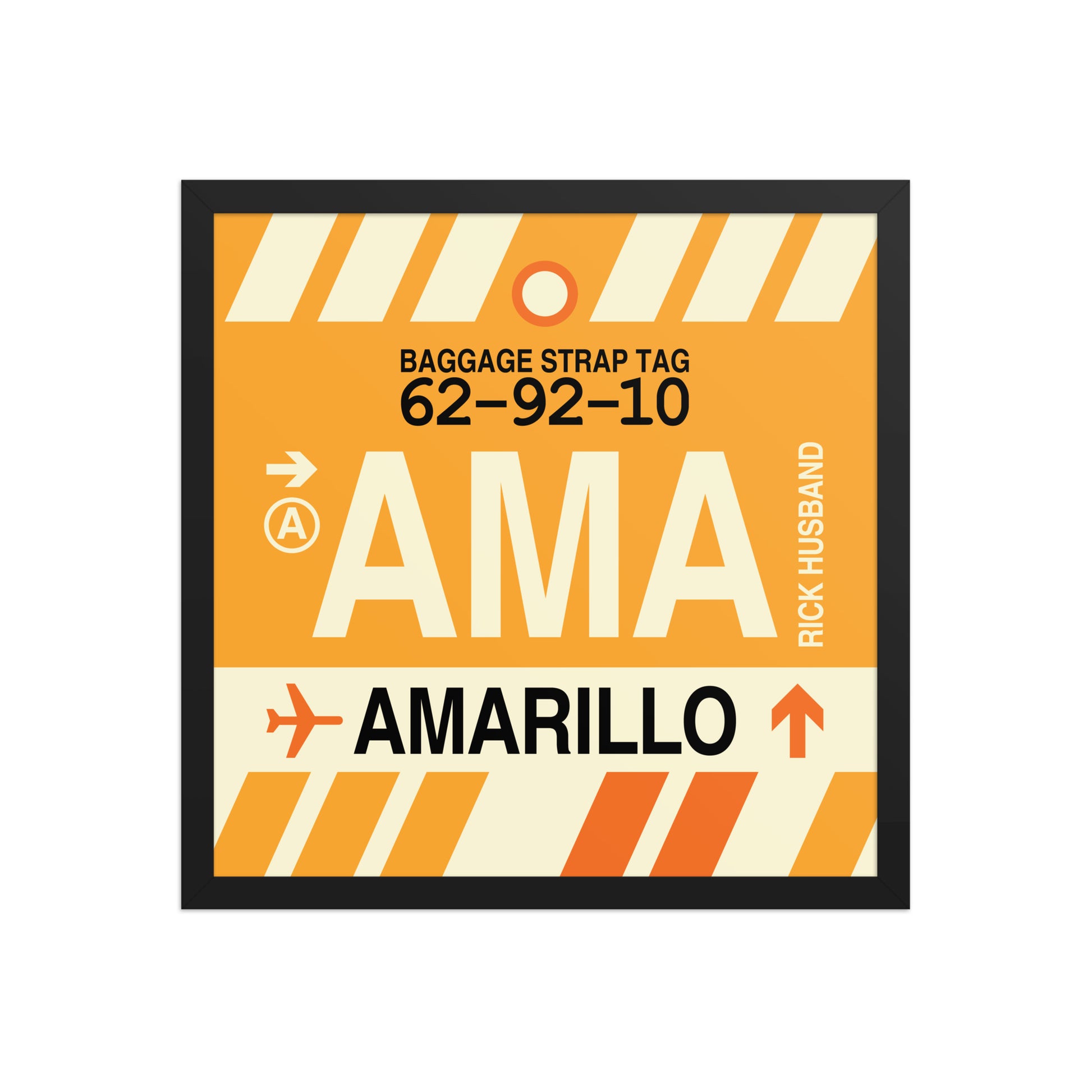 AMA Amarillo Framed Print • Jet Age Baggage Tag Design • YHM Designs - Image 05