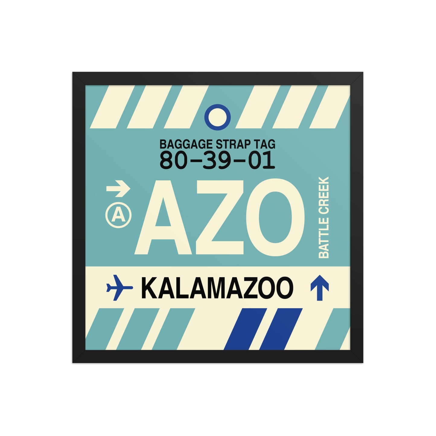 AZO Kalamazoo Framed Print • Jet Age Baggage Tag Design • YHM Designs - Image 05