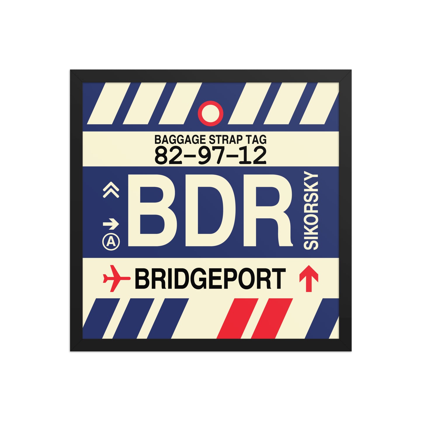BDR Bridgeport Framed Print • Jet Age Baggage Tag Design • YHM Designs - Image 05