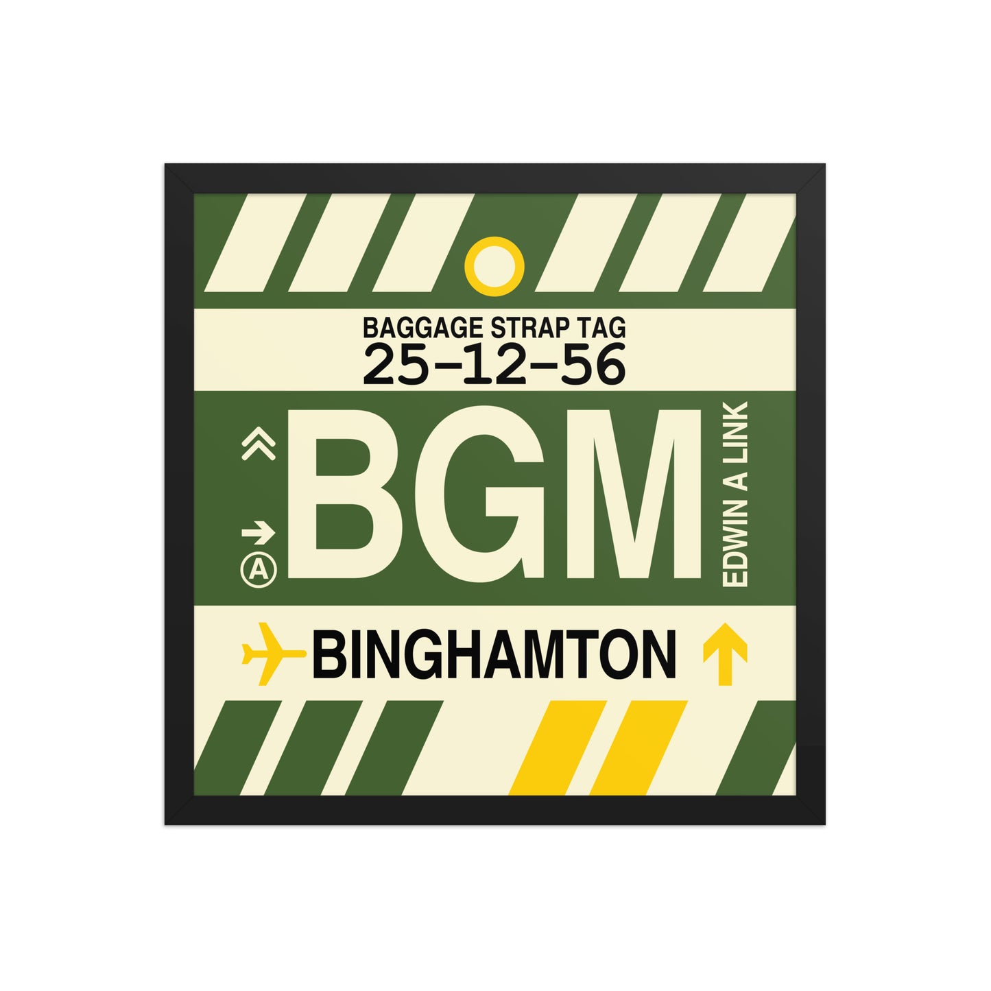 BGM Binghamton Framed Print • Jet Age Baggage Tag Design • YHM Designs - Image 05