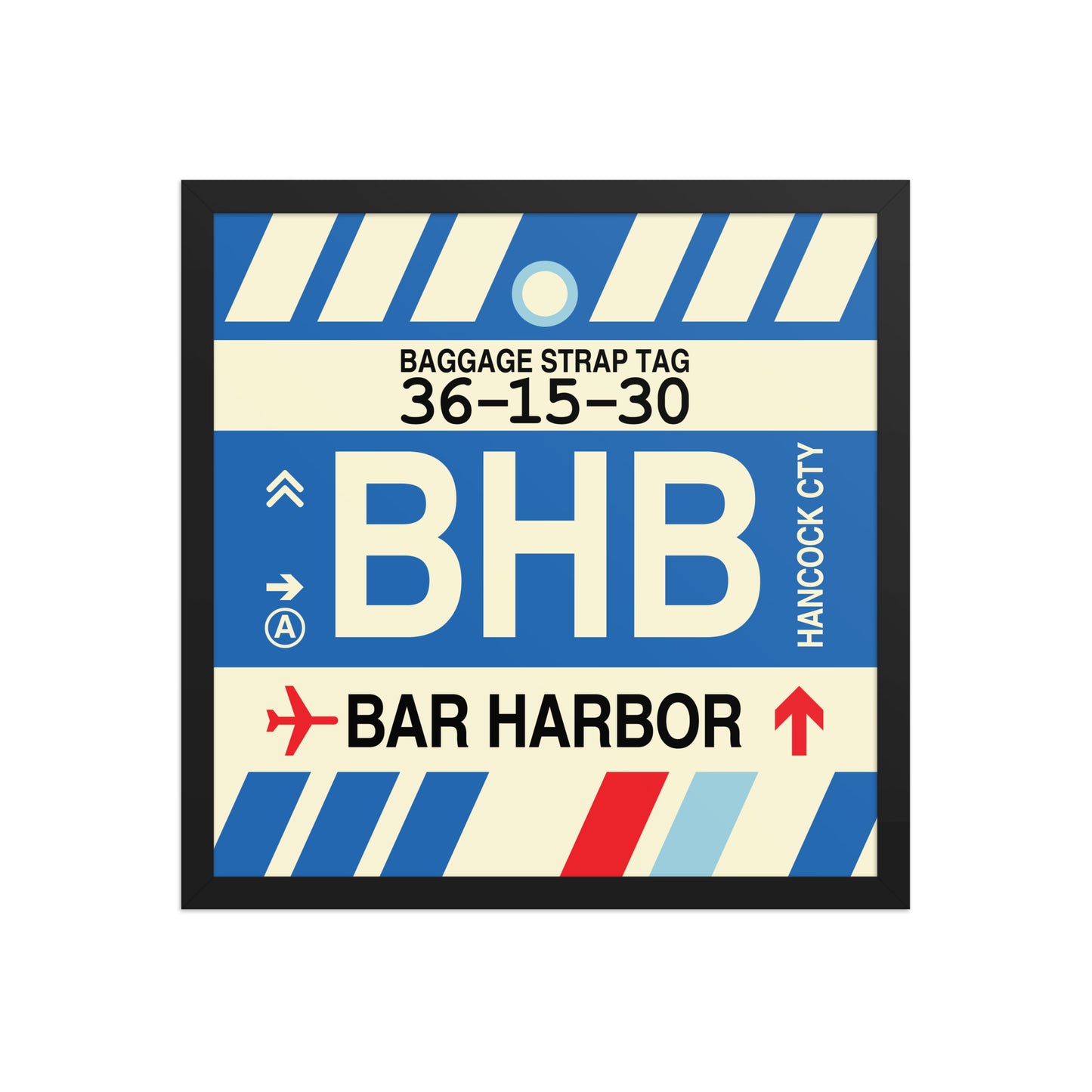 BHB Bar Harbor Framed Print • Jet Age Baggage Tag Design • YHM Designs - Image 05