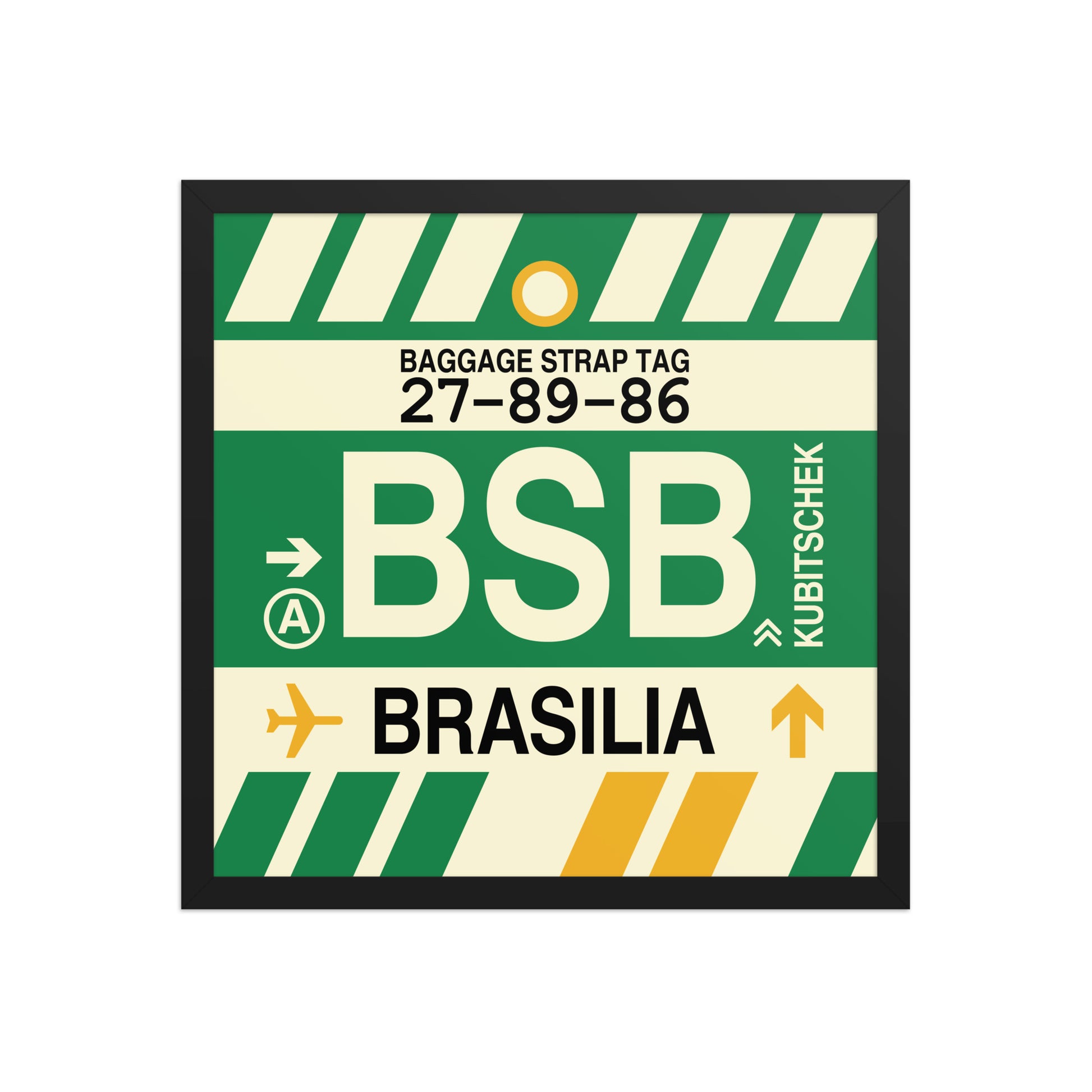BSB Brasilia Framed Print • Jet Age Baggage Tag Design • YHM Designs - Image 05