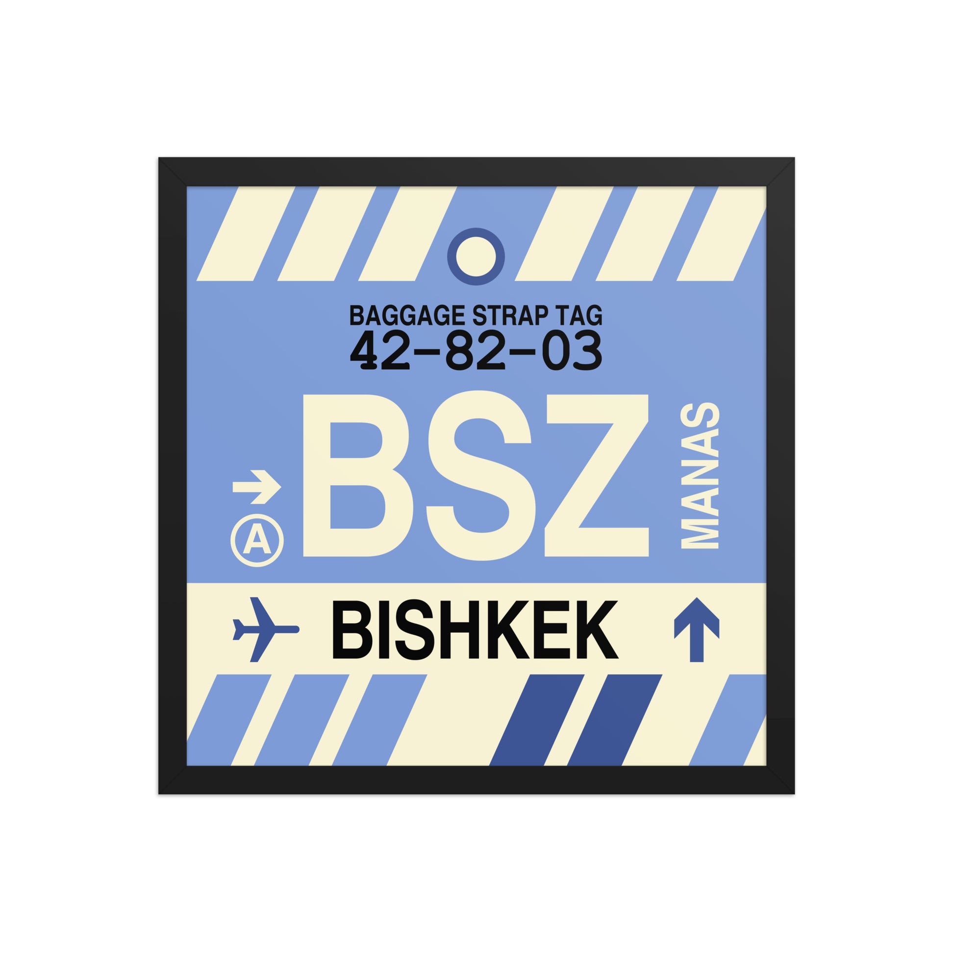 BSZ Bishkek Framed Print • Jet Age Baggage Tag Design • YHM Designs - Image 05