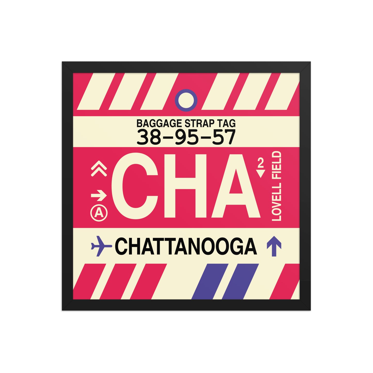 CHA Chattanooga Framed Print • Jet Age Baggage Tag Design • YHM Designs - Image 05