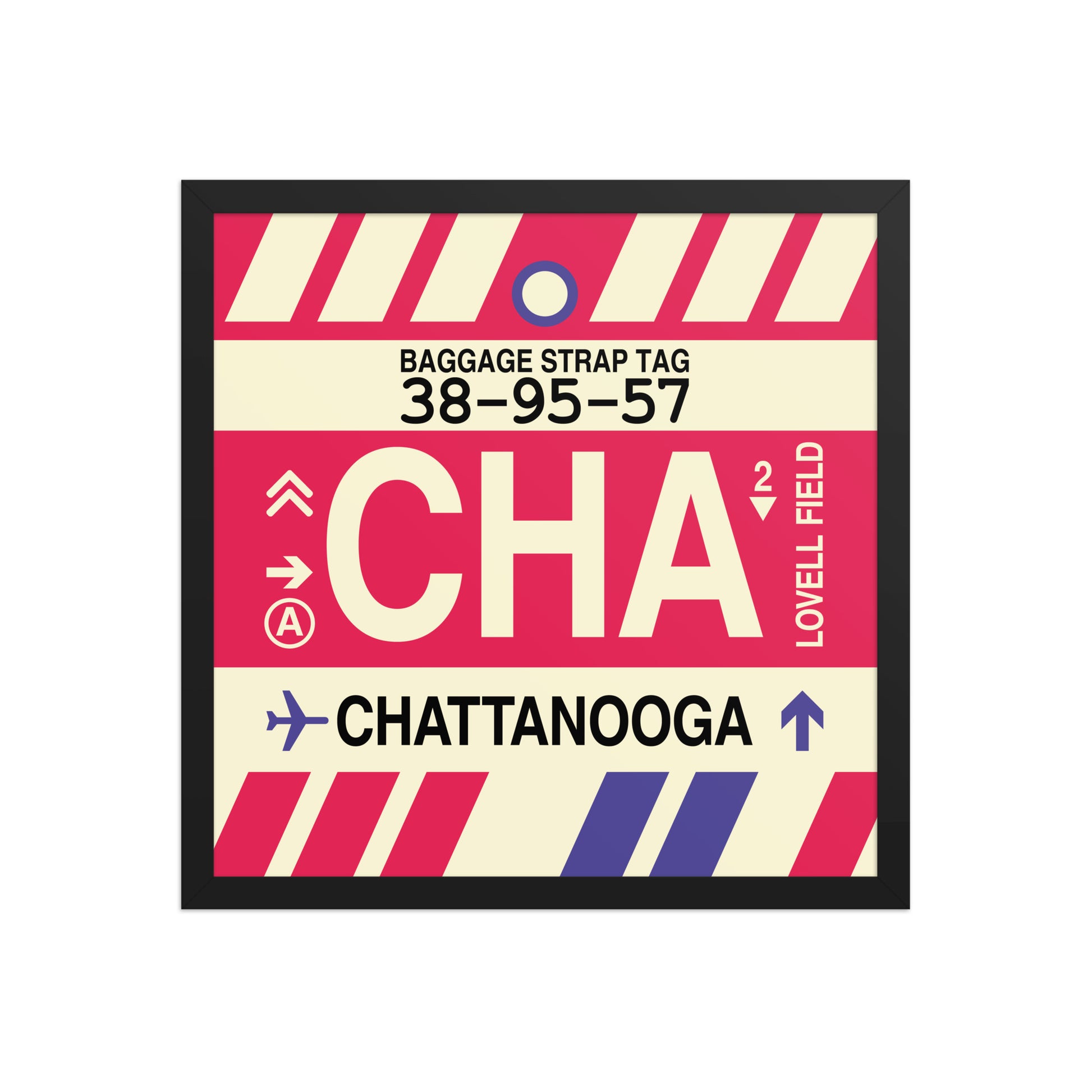 CHA Chattanooga Framed Print • Jet Age Baggage Tag Design • YHM Designs - Image 05