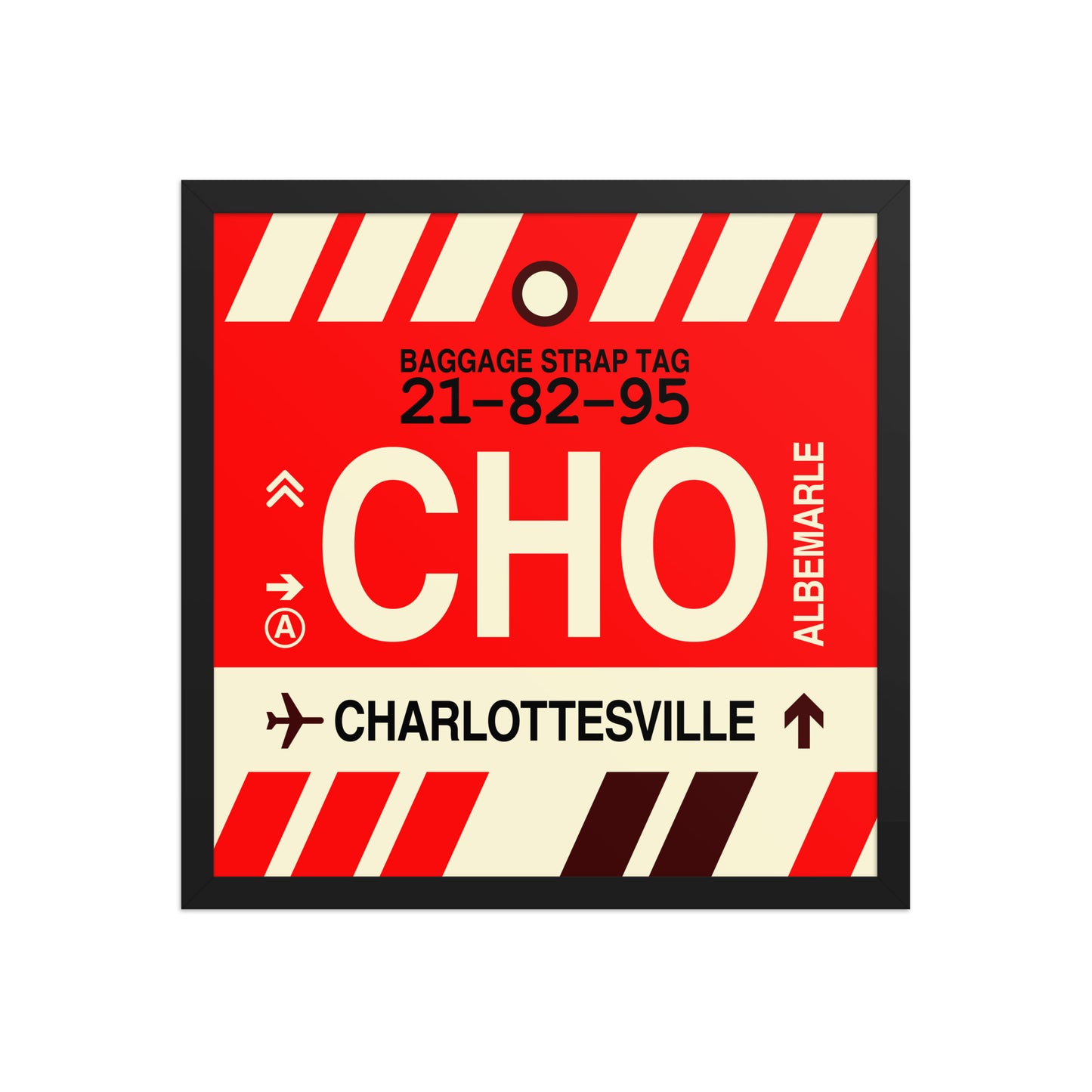 CHO Charlottesville Framed Print • Jet Age Baggage Tag Design • YHM Designs - Image 05