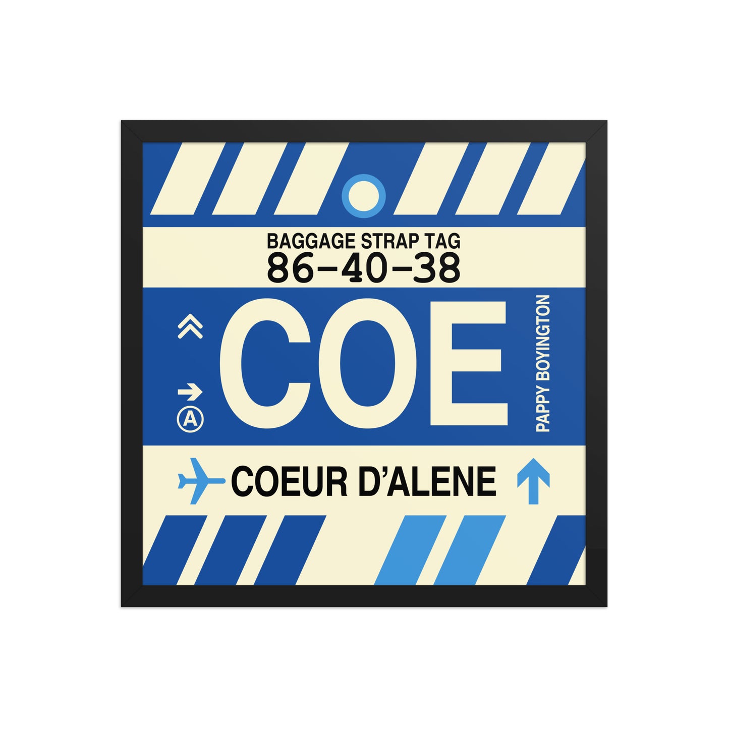 COE Coeur D'Alene Framed Print • Jet Age Baggage Tag Design • YHM Designs - Image 05