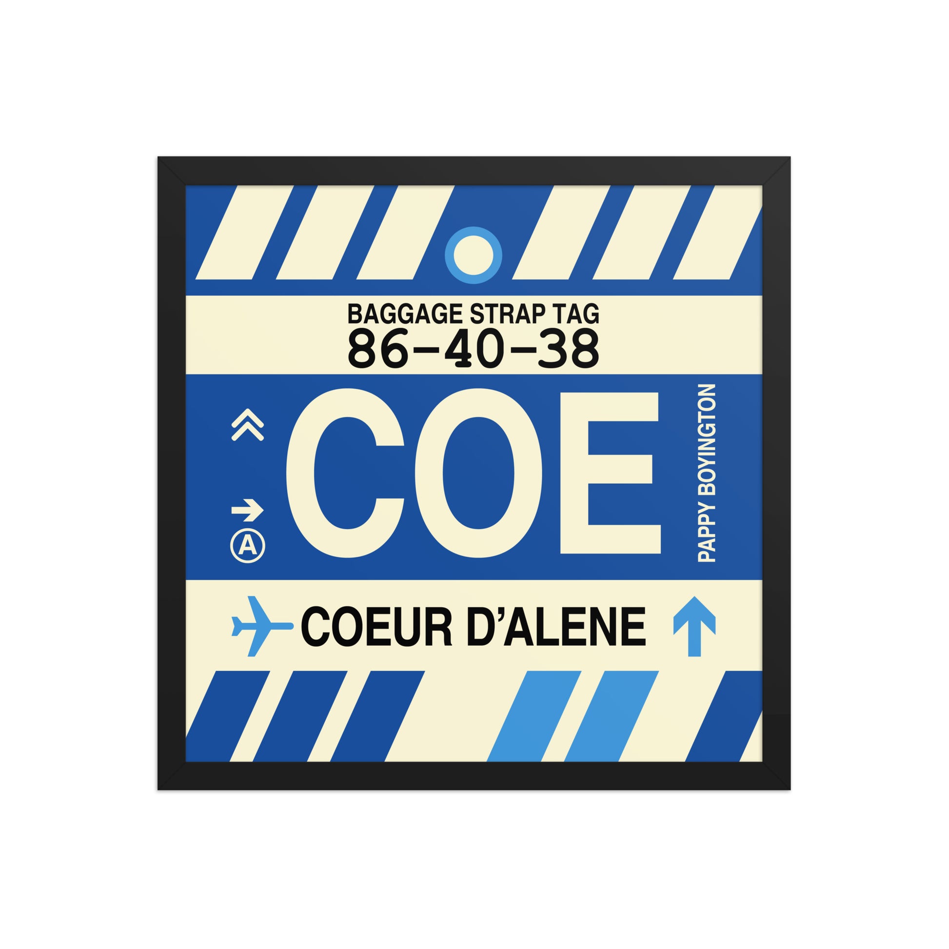 COE Coeur D'Alene Framed Print • Jet Age Baggage Tag Design • YHM Designs - Image 05