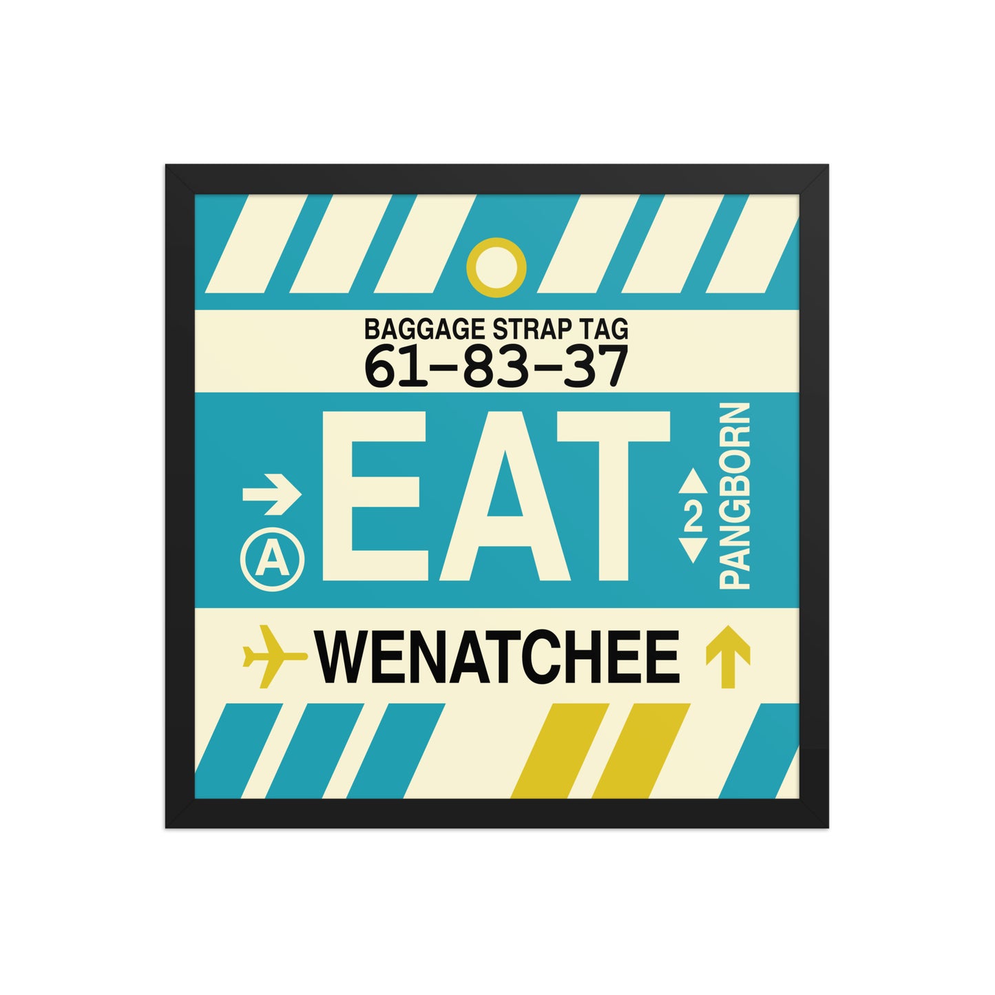 EAT Wenatchee Framed Print • Jet Age Baggage Tag Design • YHM Designs - Image 05