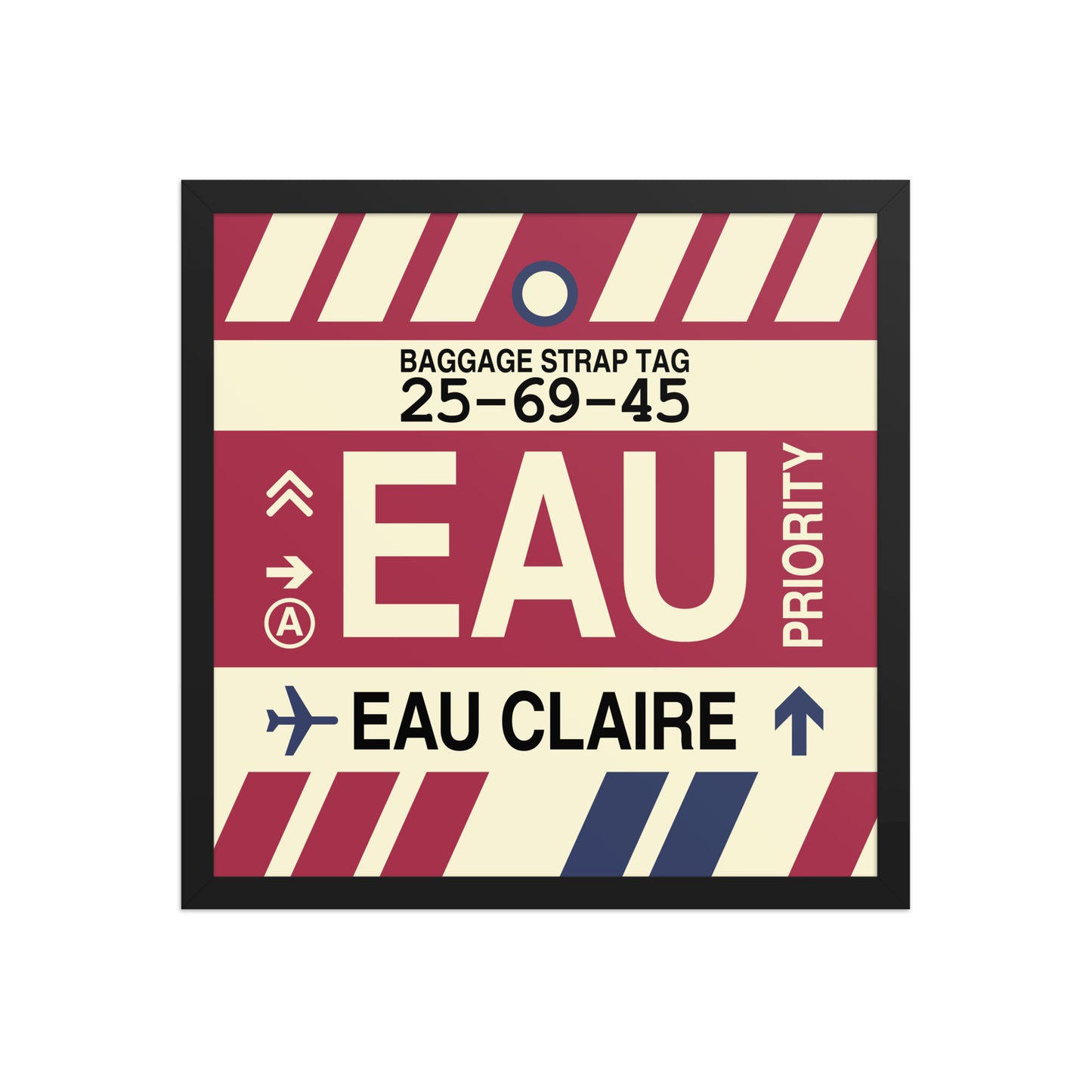 EAU Eau Claire Framed Print • Jet Age Baggage Tag Design • YHM Designs - Image 05