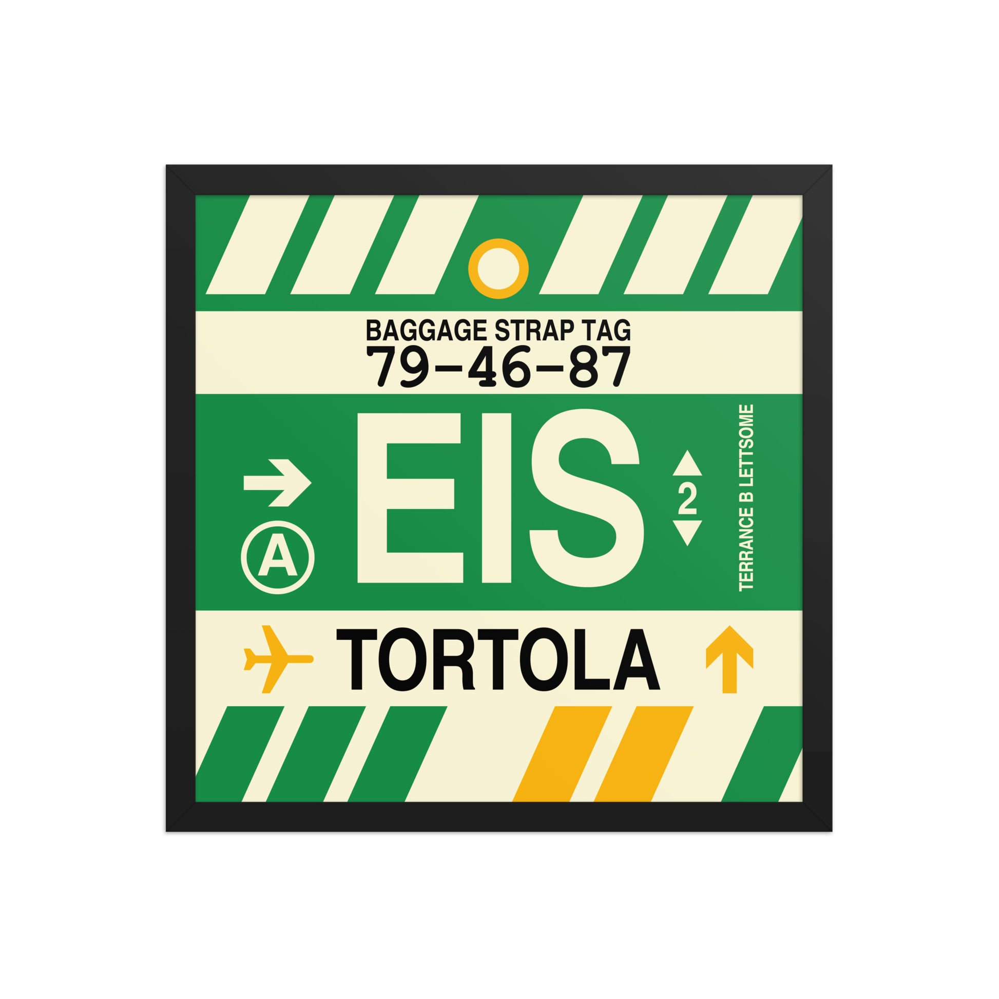 EIS Tortola Framed Print • Jet Age Baggage Tag Design • YHM Designs - Image 05