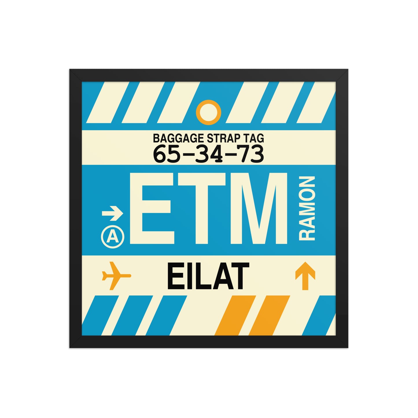 ETM Eilat Framed Print • Jet Age Baggage Tag Design • YHM Designs - Image 05