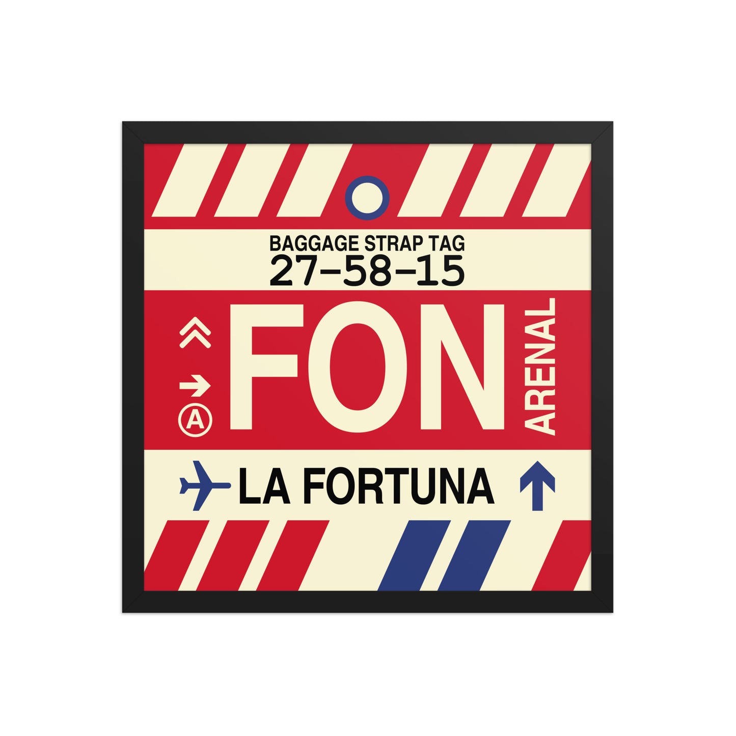 FON La Fortuna Framed Print • Jet Age Baggage Tag Design • YHM Designs - Image 05