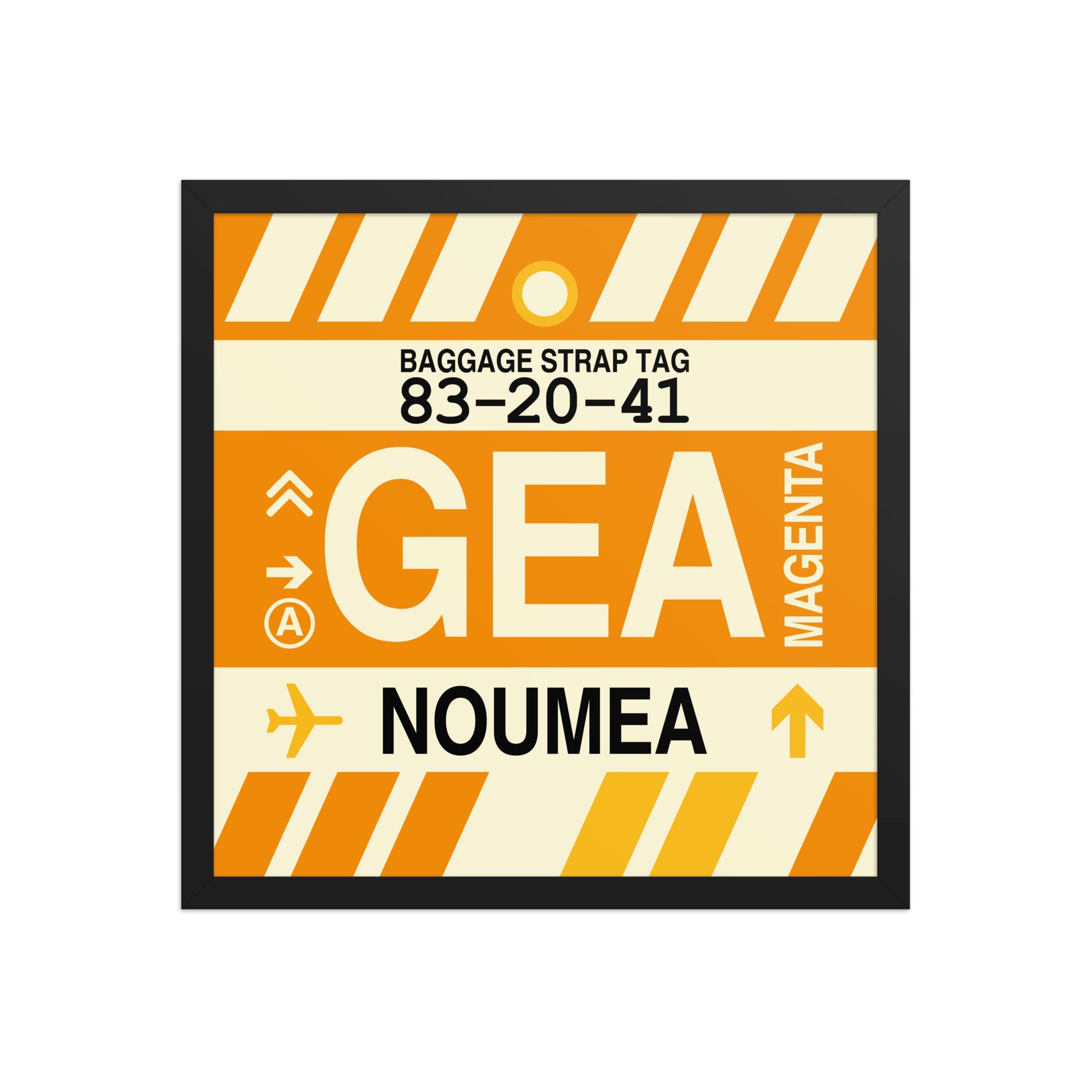GEA Nouméa Framed Print • Jet Age Baggage Tag Design • YHM Designs - Image 05