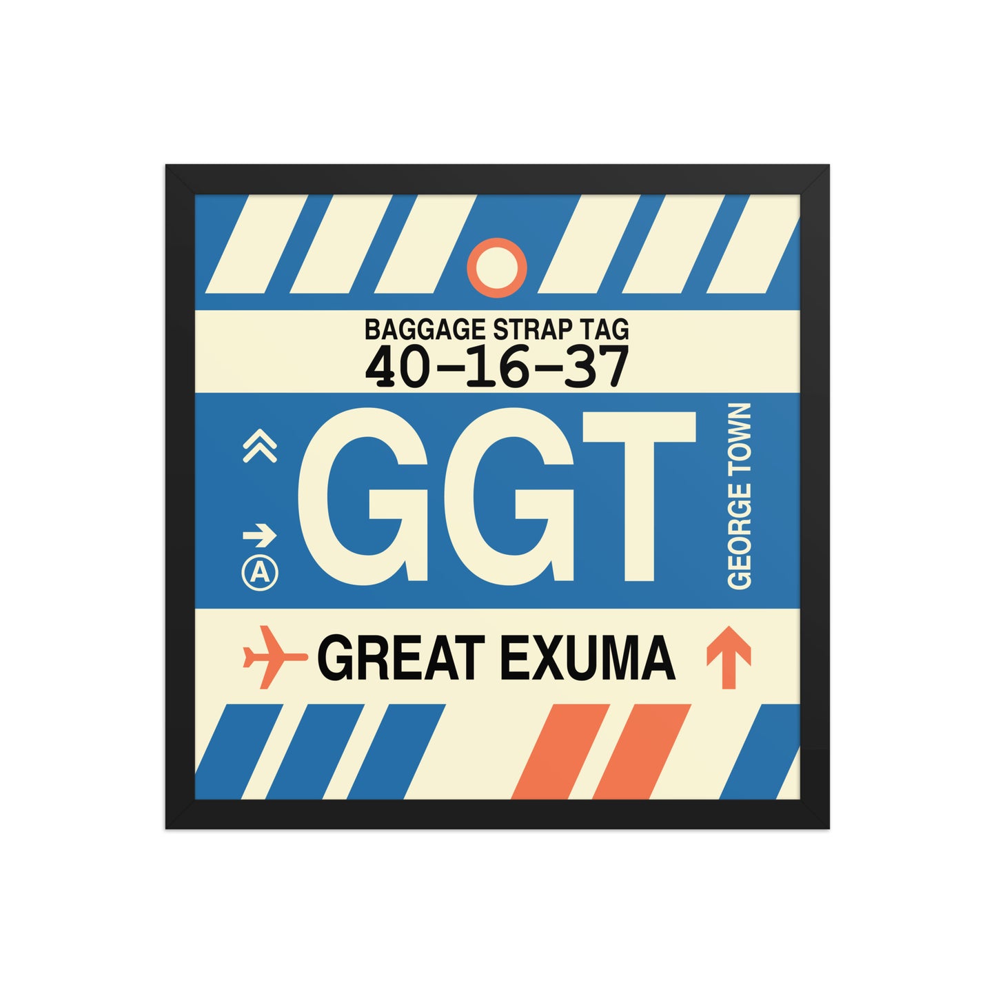 GGT Great Exuma Framed Print • Jet Age Baggage Tag Design • YHM Designs - Image 05