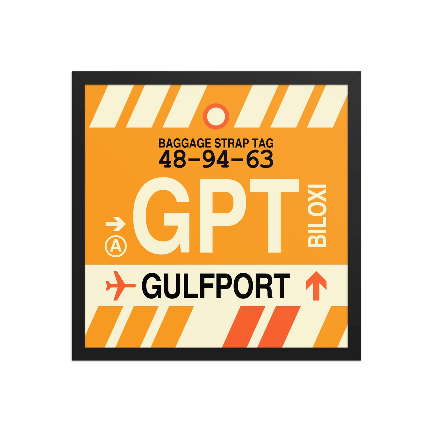 GPT Gulfport-Biloxi Framed Print • Jet Age Baggage Tag Design • YHM Designs - Image 05