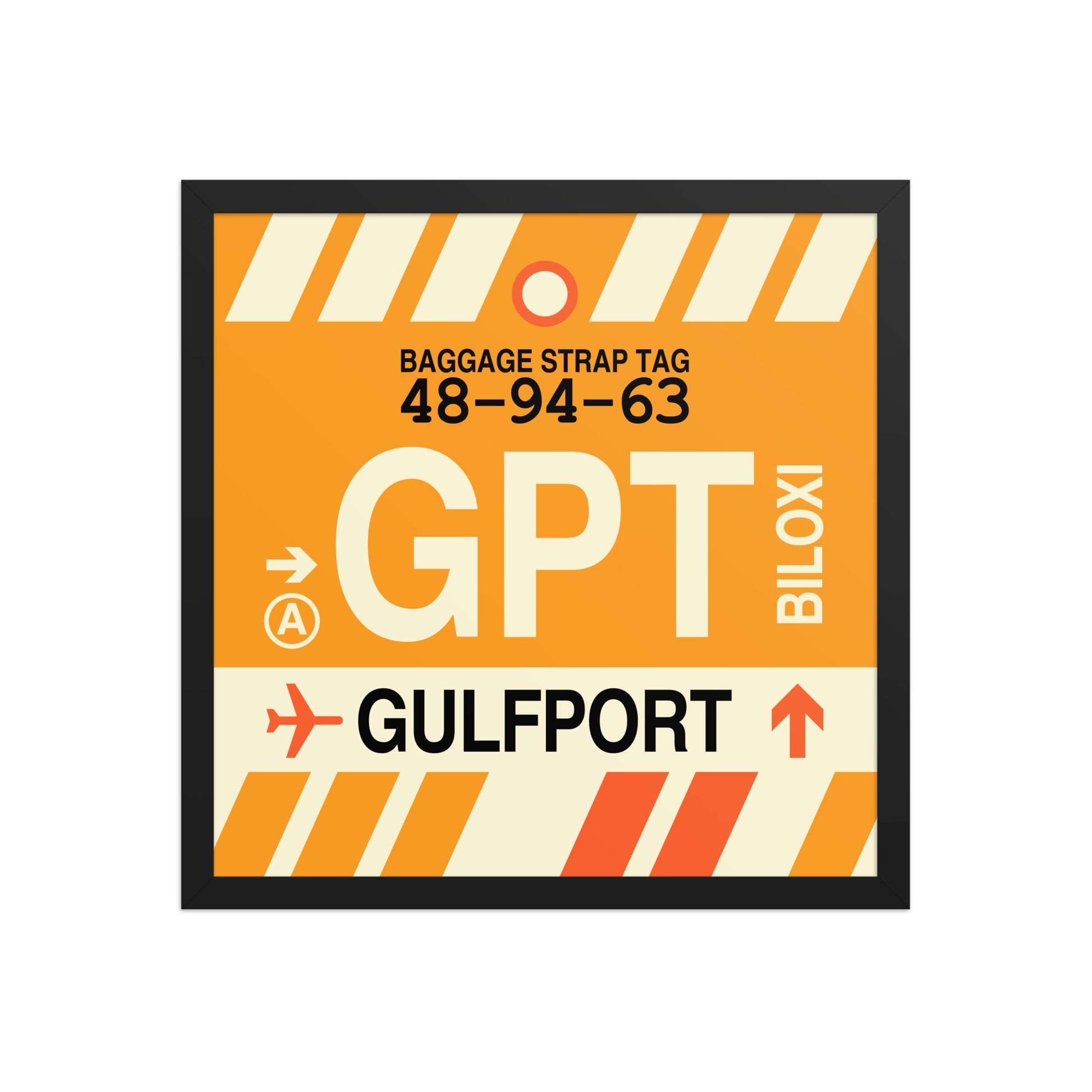 GPT Gulfport-Biloxi Framed Print • Jet Age Baggage Tag Design • YHM Designs - Image 05