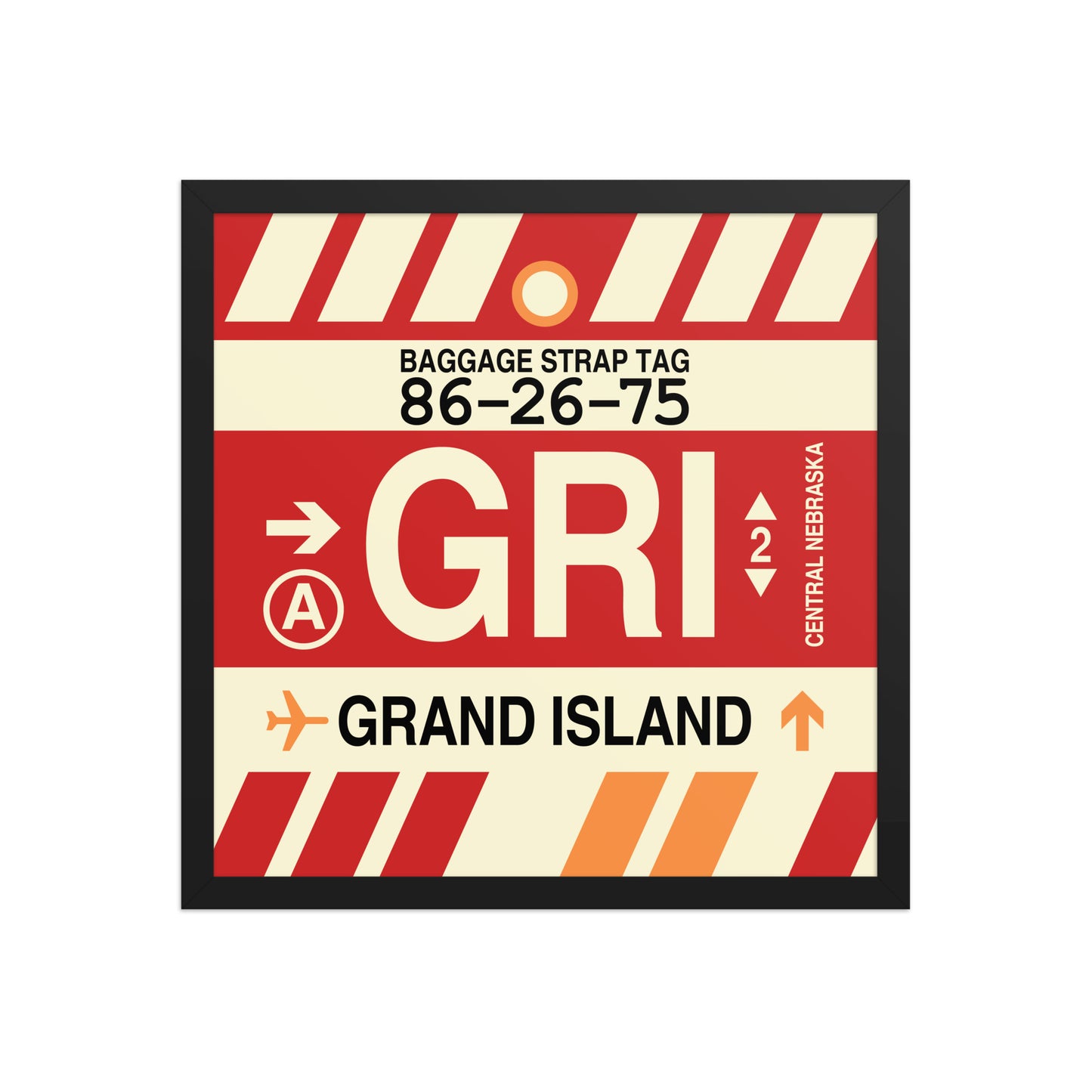 GRI Grand Island Framed Print • Jet Age Baggage Tag Design • YHM Designs - Image 05
