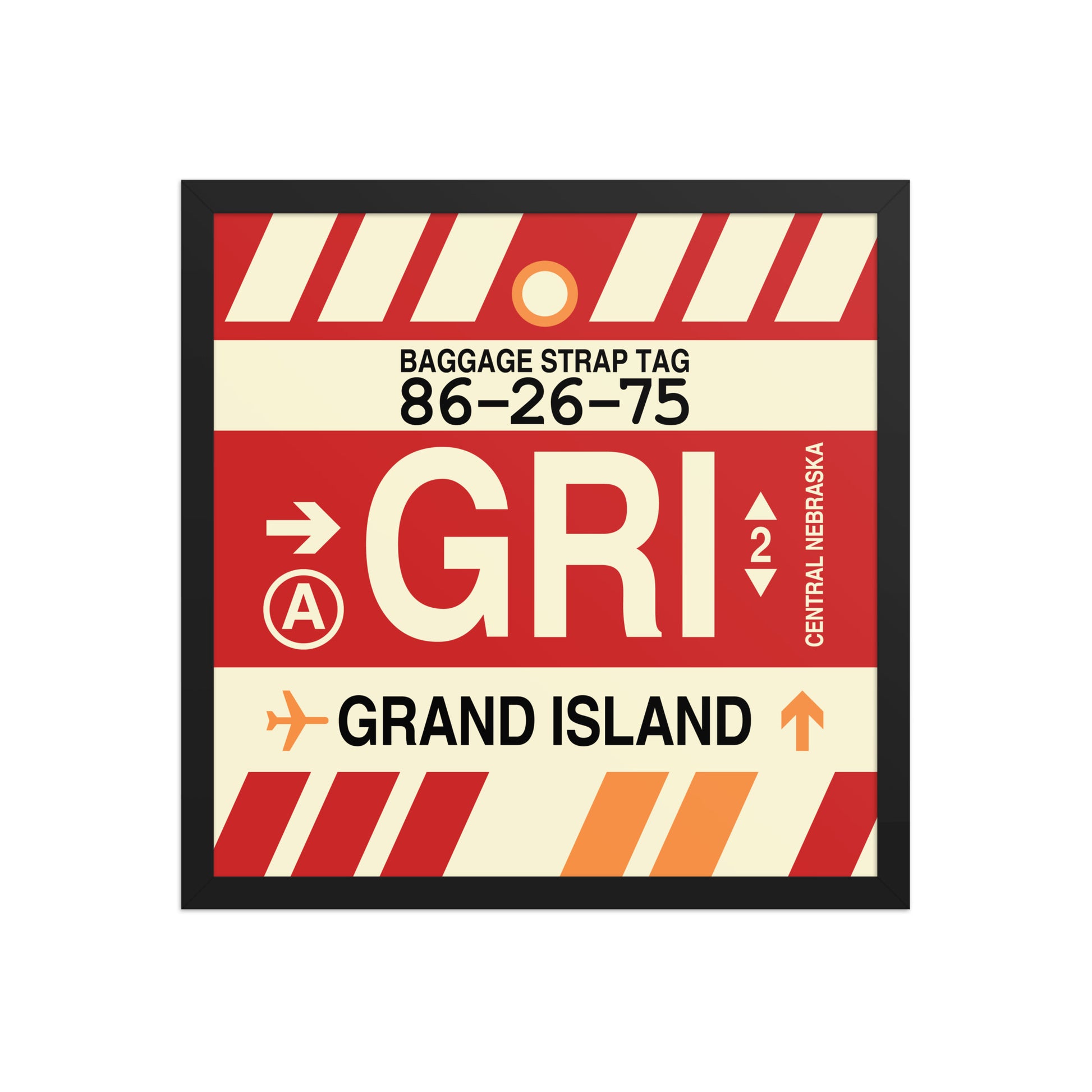 GRI Grand Island Framed Print • Jet Age Baggage Tag Design • YHM Designs - Image 05