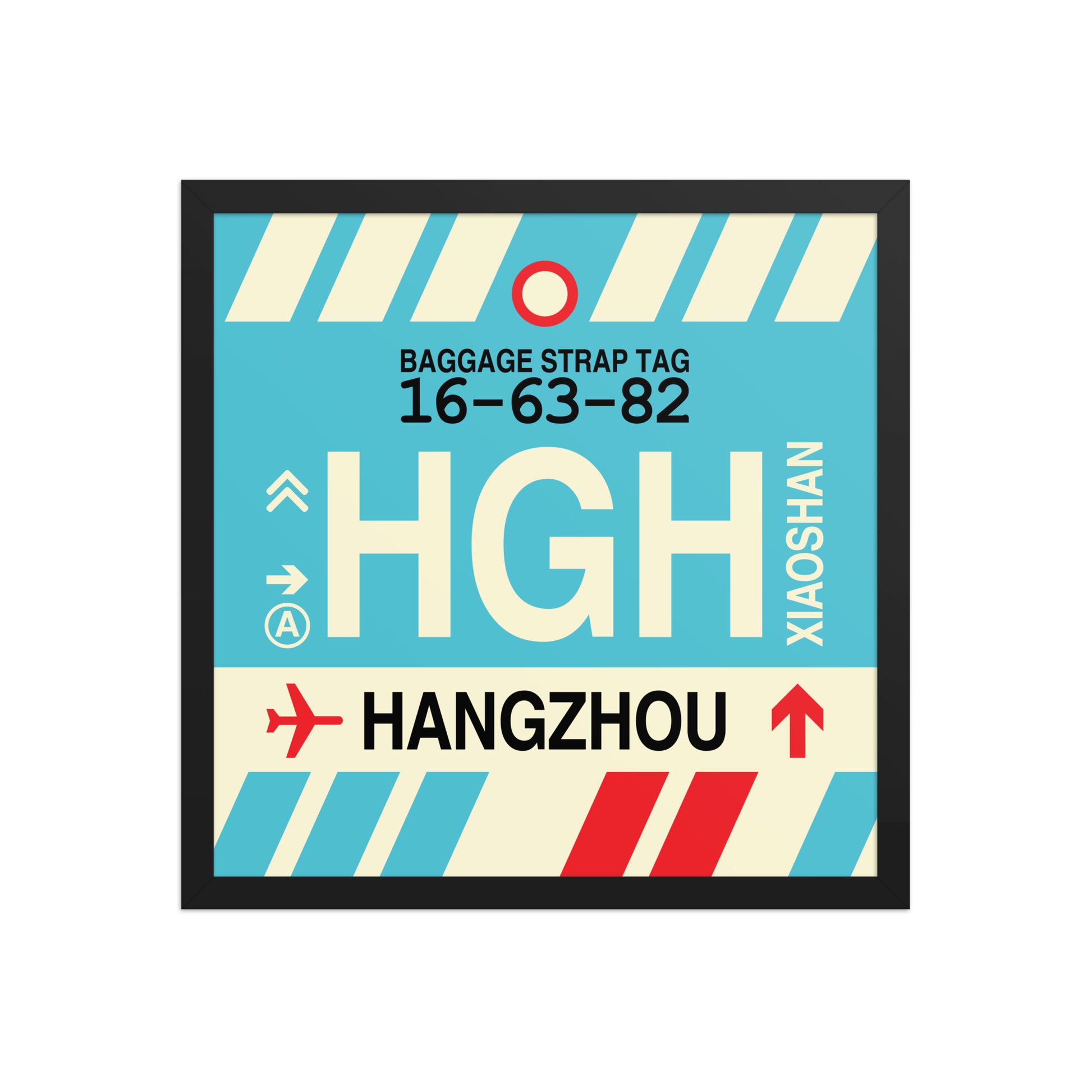 HGH Hangzhou Framed Print • Jet Age Baggage Tag Design • YHM Designs - Image 05