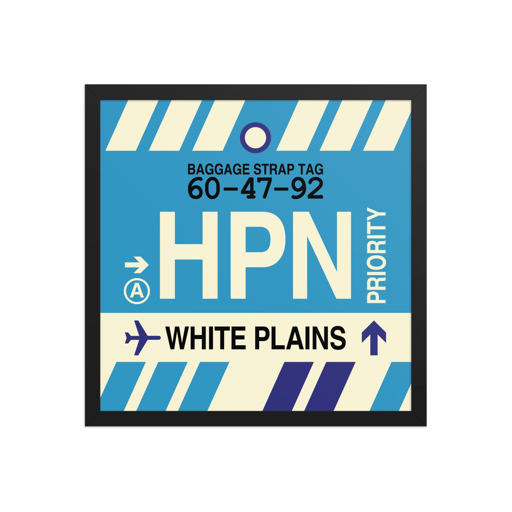HPN White Plains Framed Print • Jet Age Baggage Tag Design • YHM Designs - Image 05