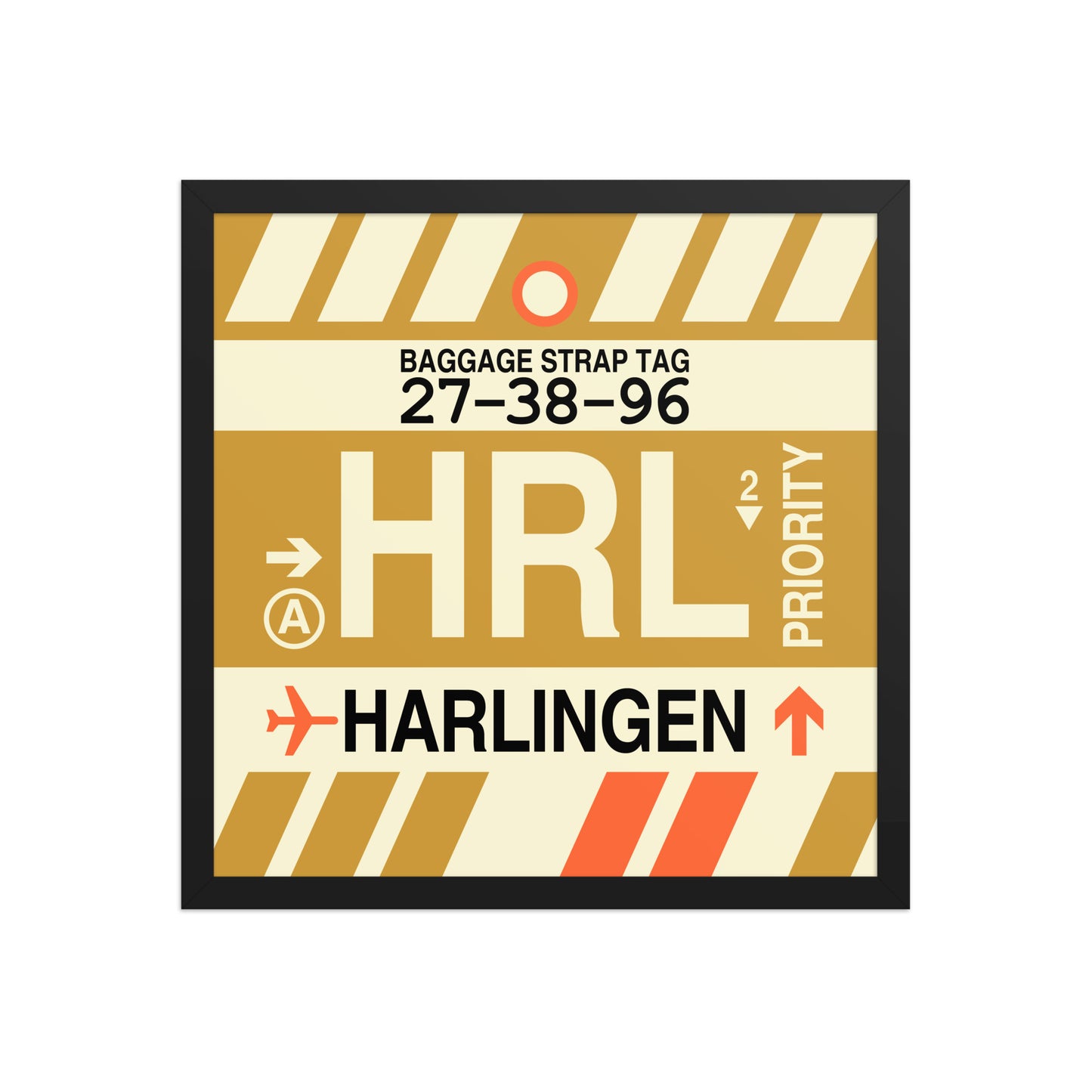 HRL Harlingen Framed Print • Jet Age Baggage Tag Design • YHM Designs - Image 05