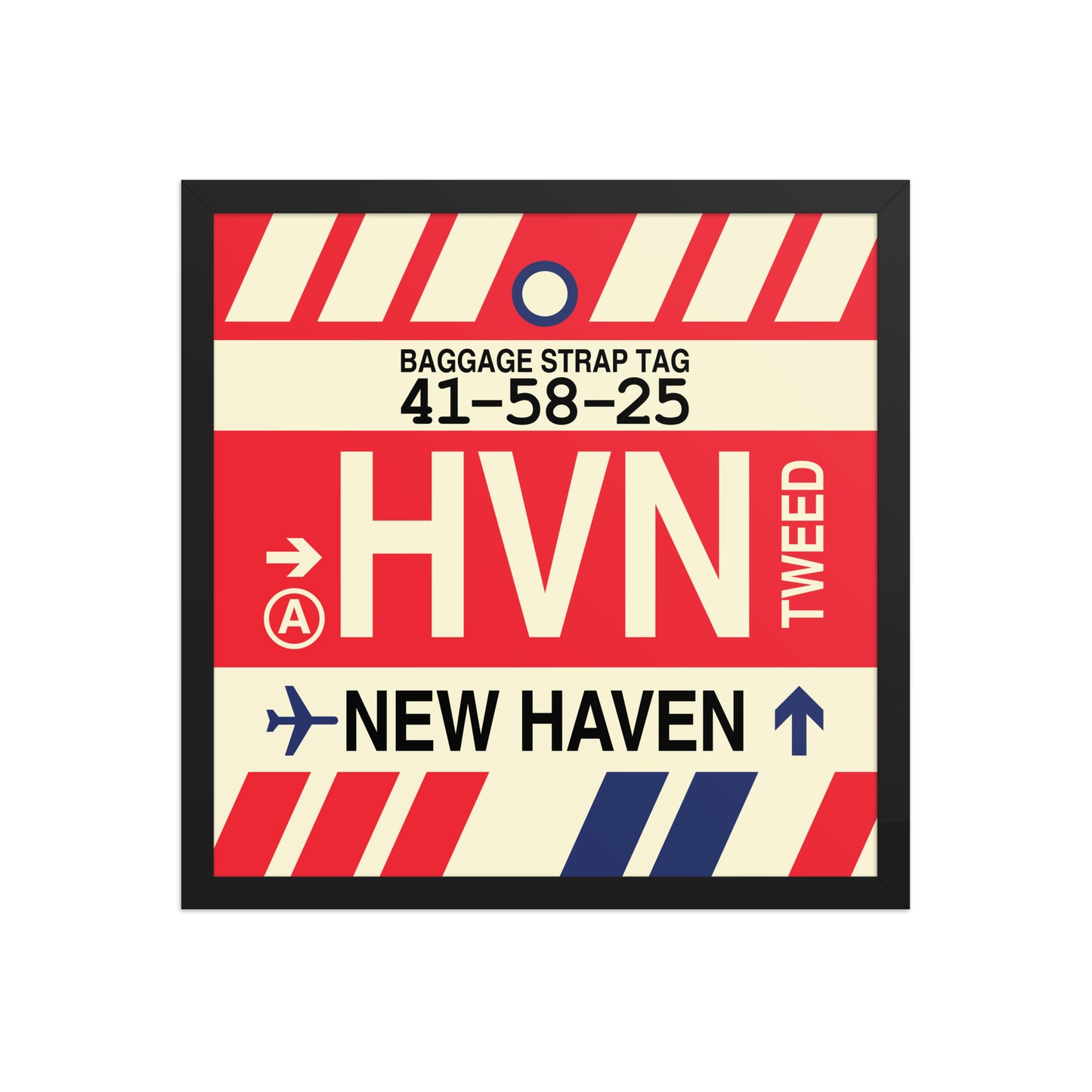 HVN New Haven Framed Print • Jet Age Baggage Tag Design • YHM Designs - Image 05