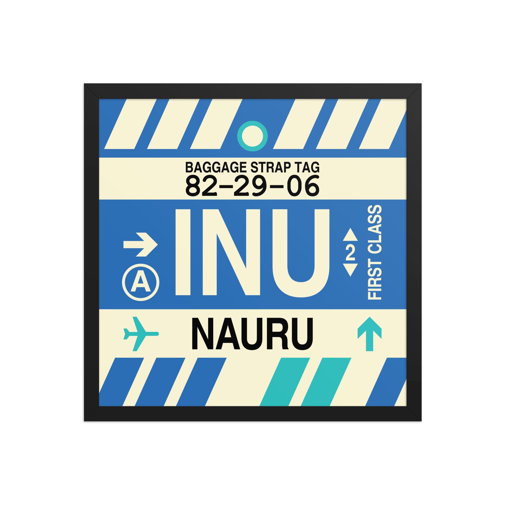 INU Nauru Framed Print • Jet Age Baggage Tag Design • YHM Designs - Image 05