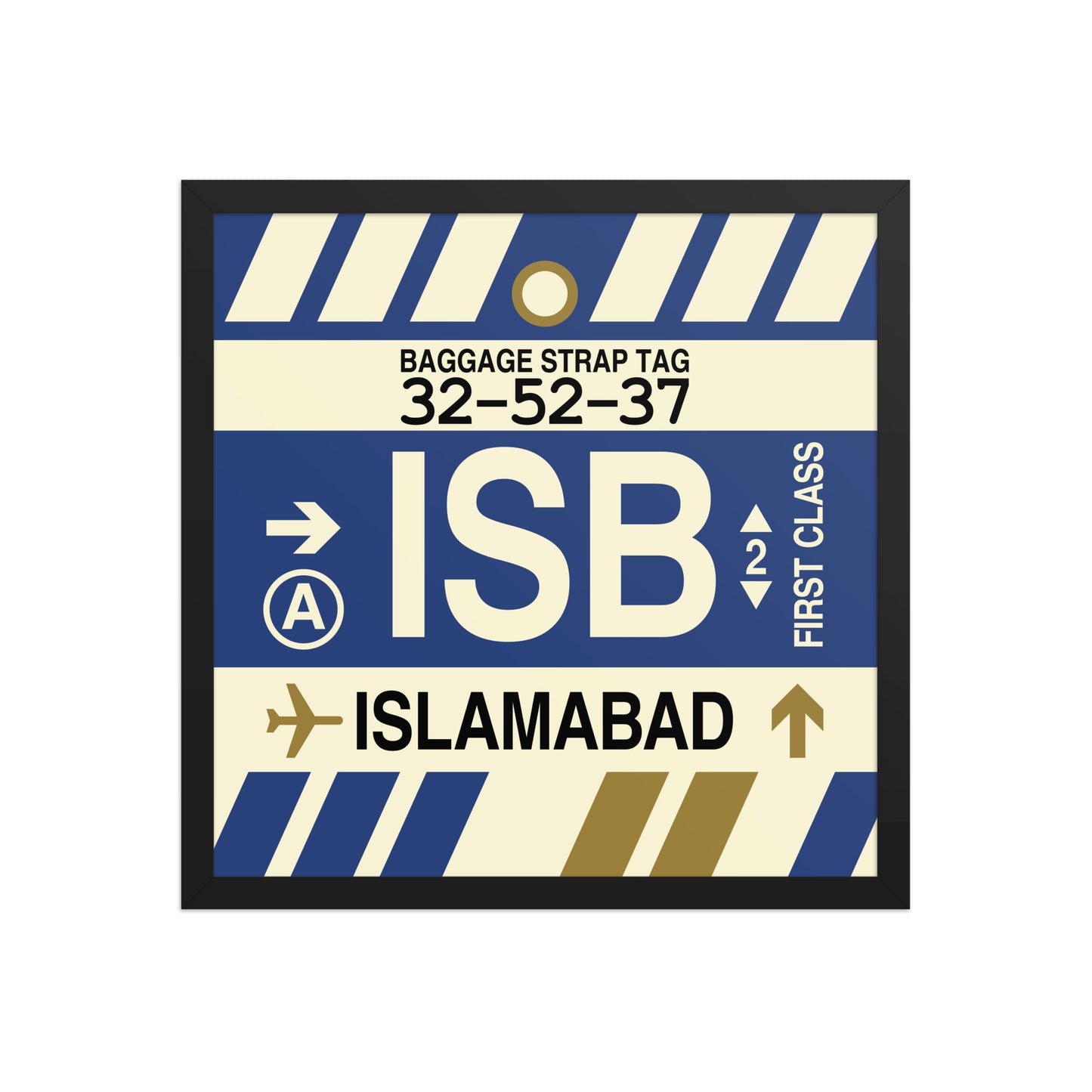 ISB Islamabad Framed Print • Jet Age Baggage Tag Design • YHM Designs - Image 05