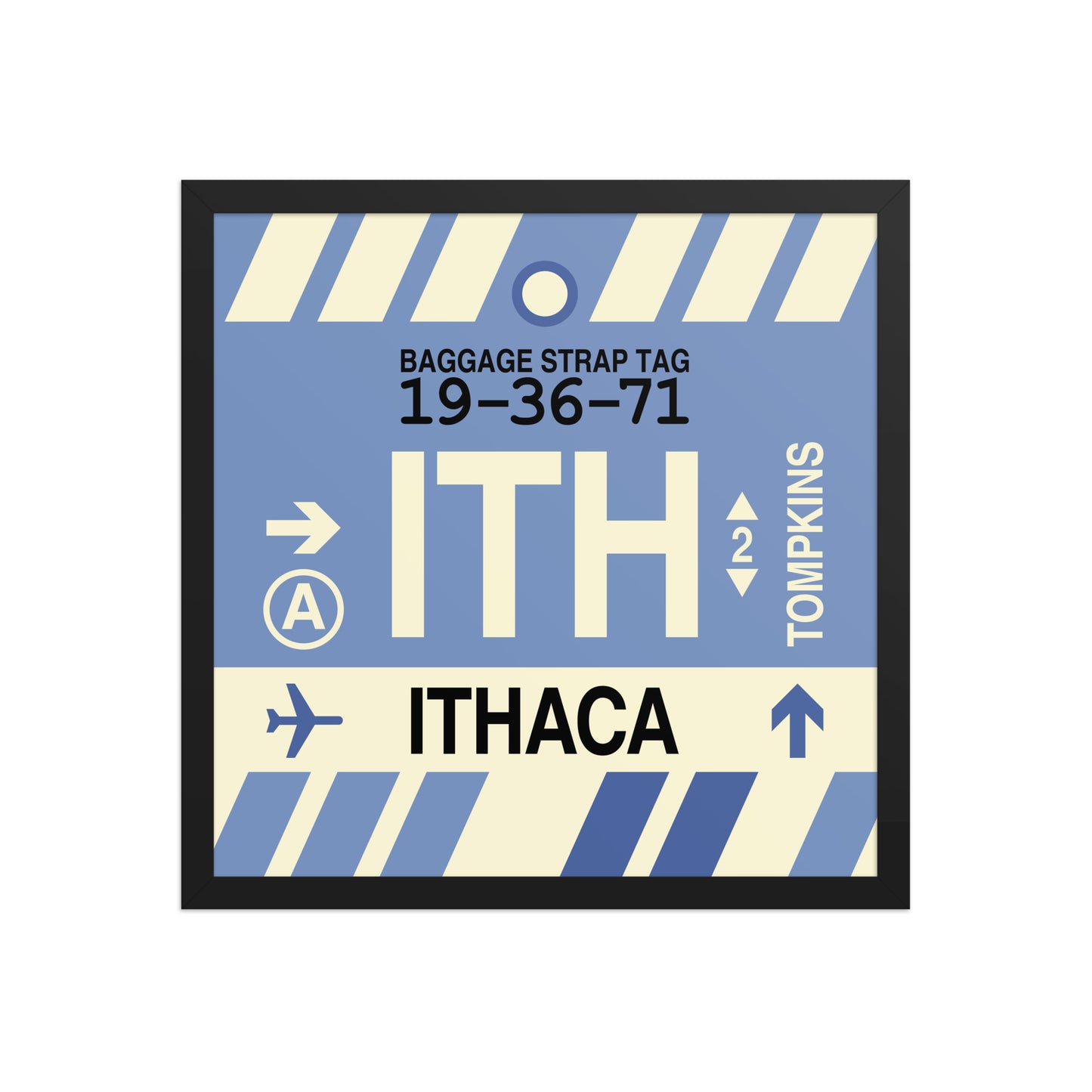 ITH Ithaca Framed Print • Jet Age Baggage Tag Design • YHM Designs - Image 05