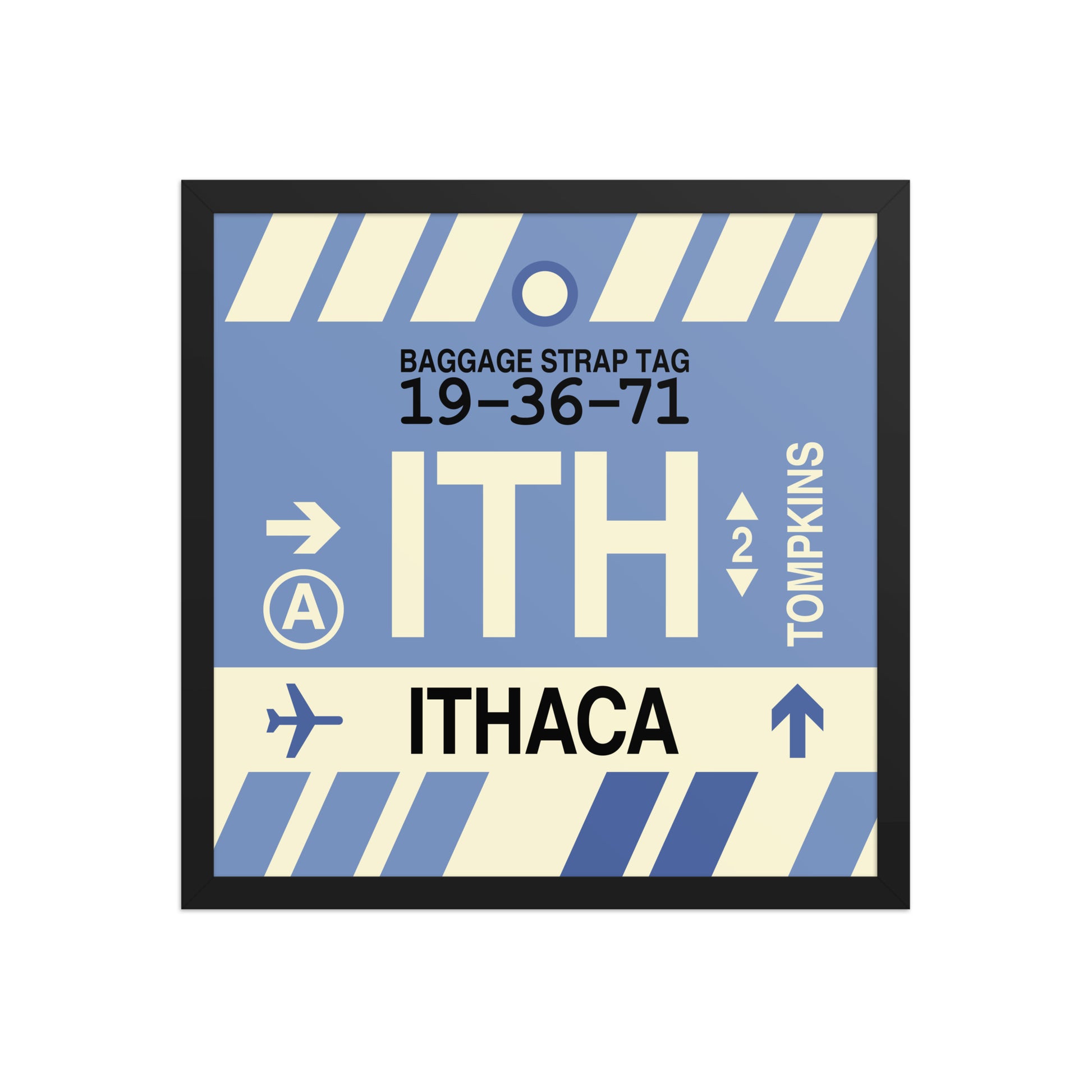 ITH Ithaca Framed Print • Jet Age Baggage Tag Design • YHM Designs - Image 05