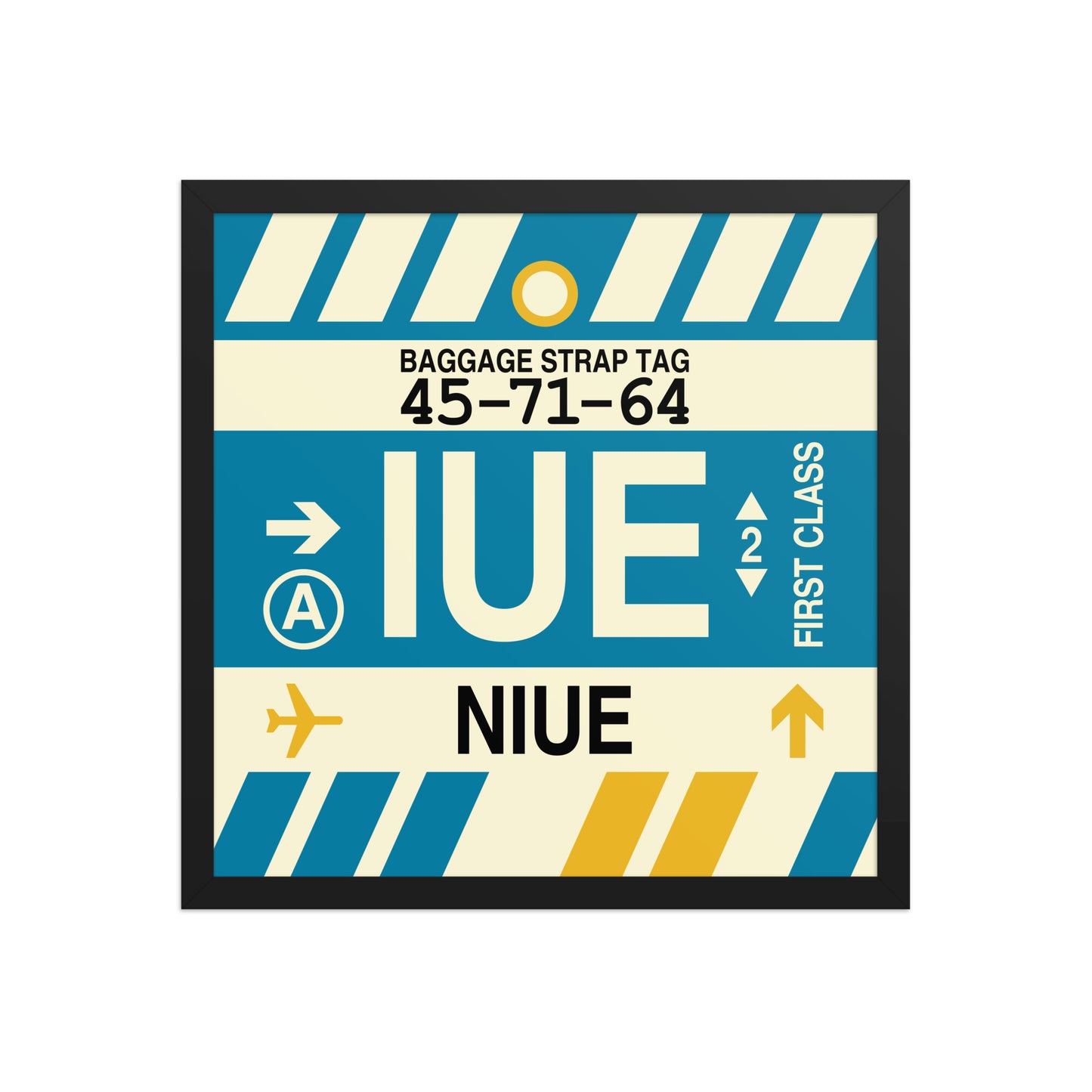 IUE Niue Framed Print • Jet Age Baggage Tag Design • YHM Designs - Image 05