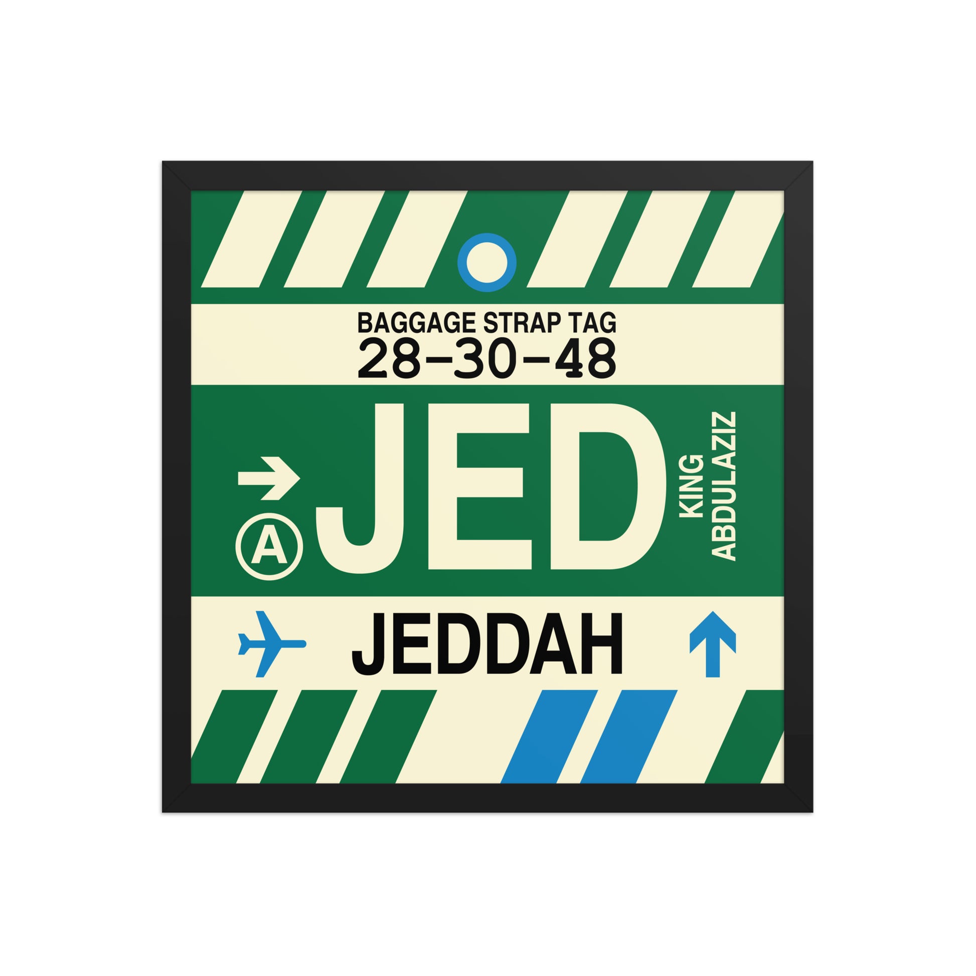 JED Jeddah Framed Print • Jet Age Baggage Tag Design • YHM Designs - Image 05