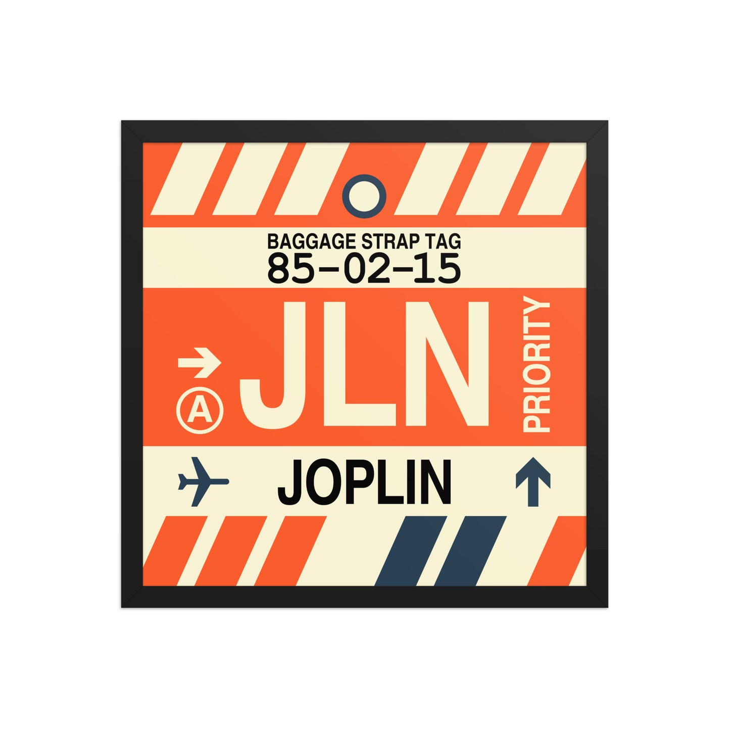 JLN Joplin Framed Print • Jet Age Baggage Tag Design • YHM Designs - Image 05