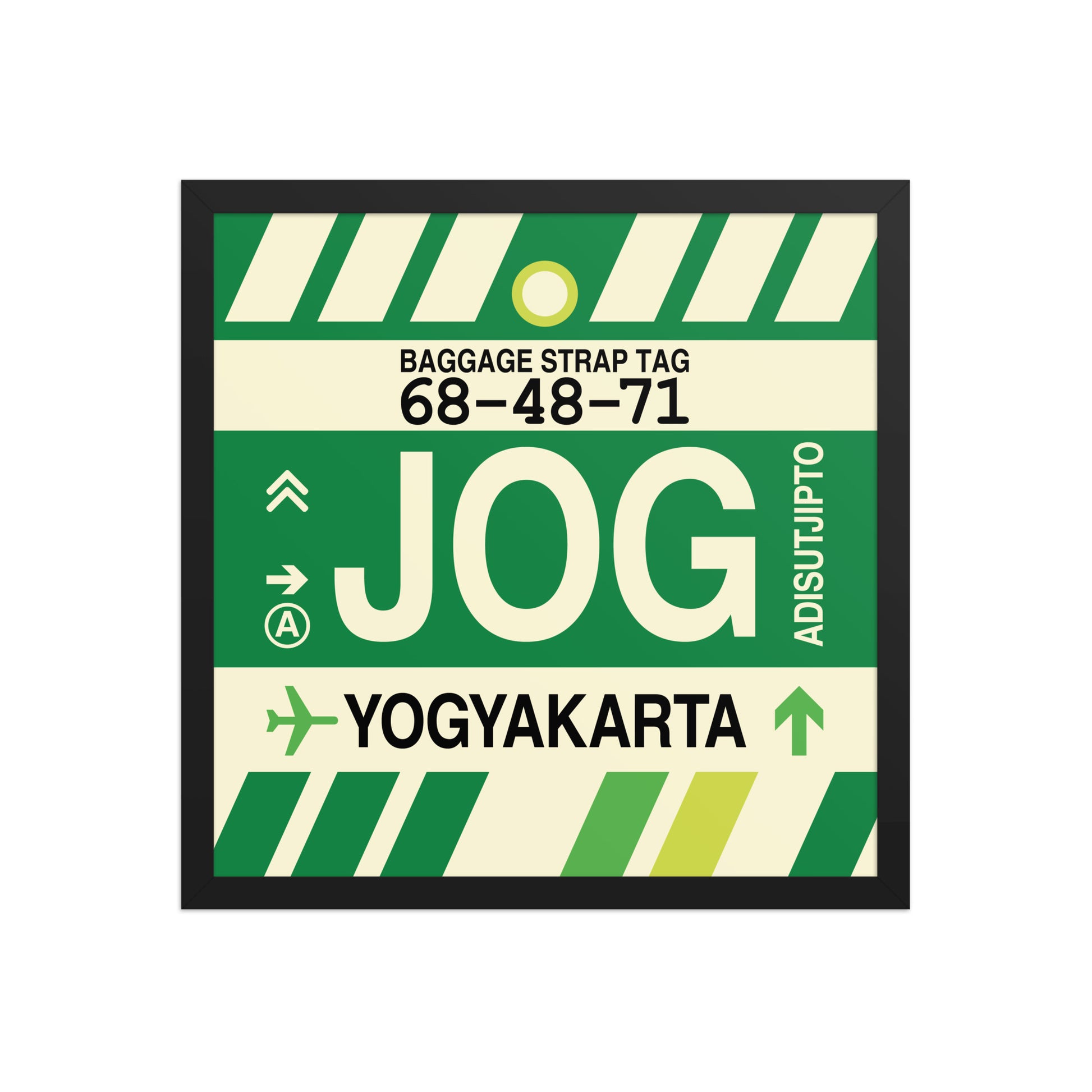 JOG Yogyakarta Framed Print • Jet Age Baggage Tag Design • YHM Designs - Image 05