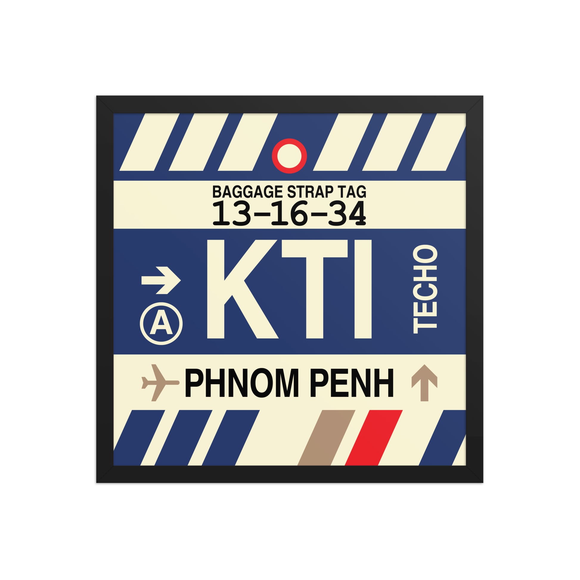 KTI Phnom Penh Framed Print • Jet Age Baggage Tag Design • YHM Designs - Image 05
