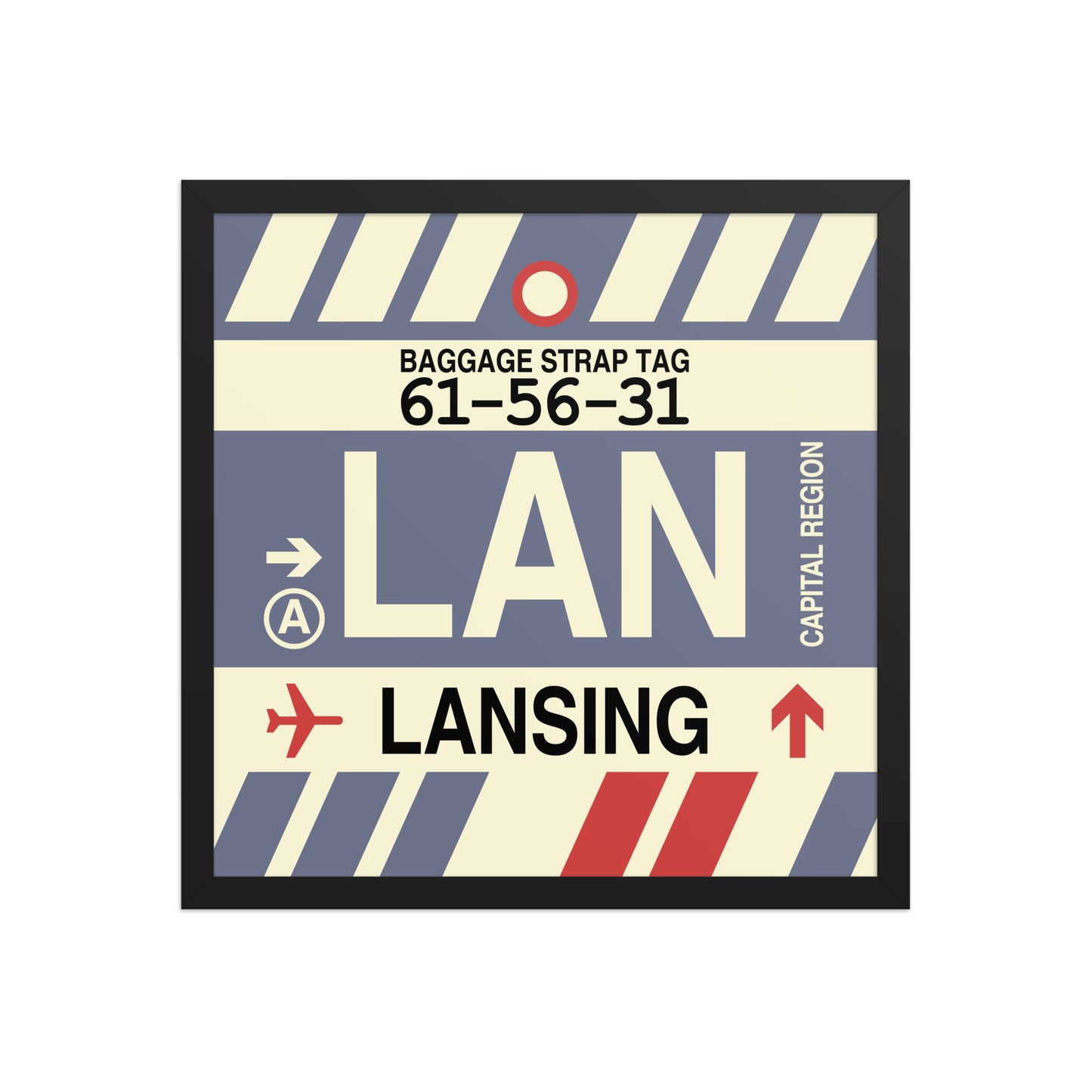 LAN Lansing Framed Print • Jet Age Baggage Tag Design • YHM Designs - Image 05