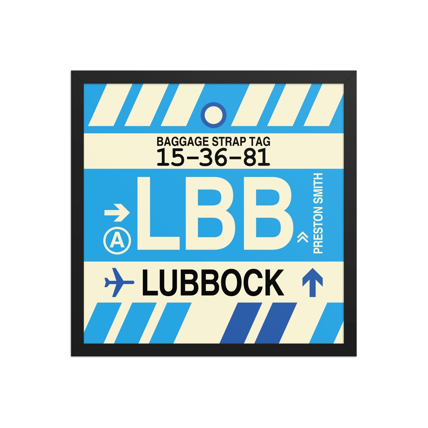 LBB Lubbock Framed Print • Jet Age Baggage Tag Design • YHM Designs - Image 05
