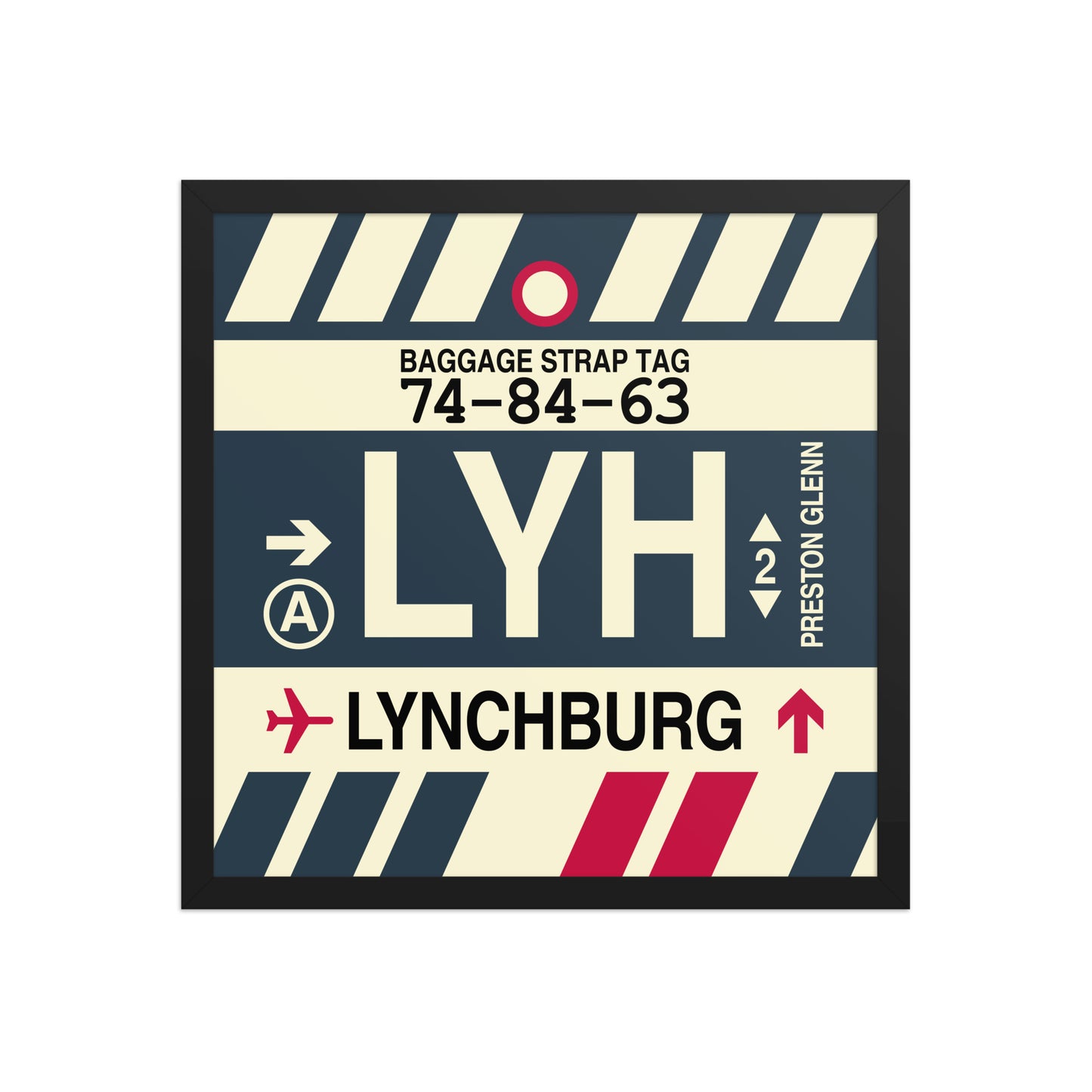 LYH Lynchburg Framed Print • Jet Age Baggage Tag Design • YHM Designs - Image 05