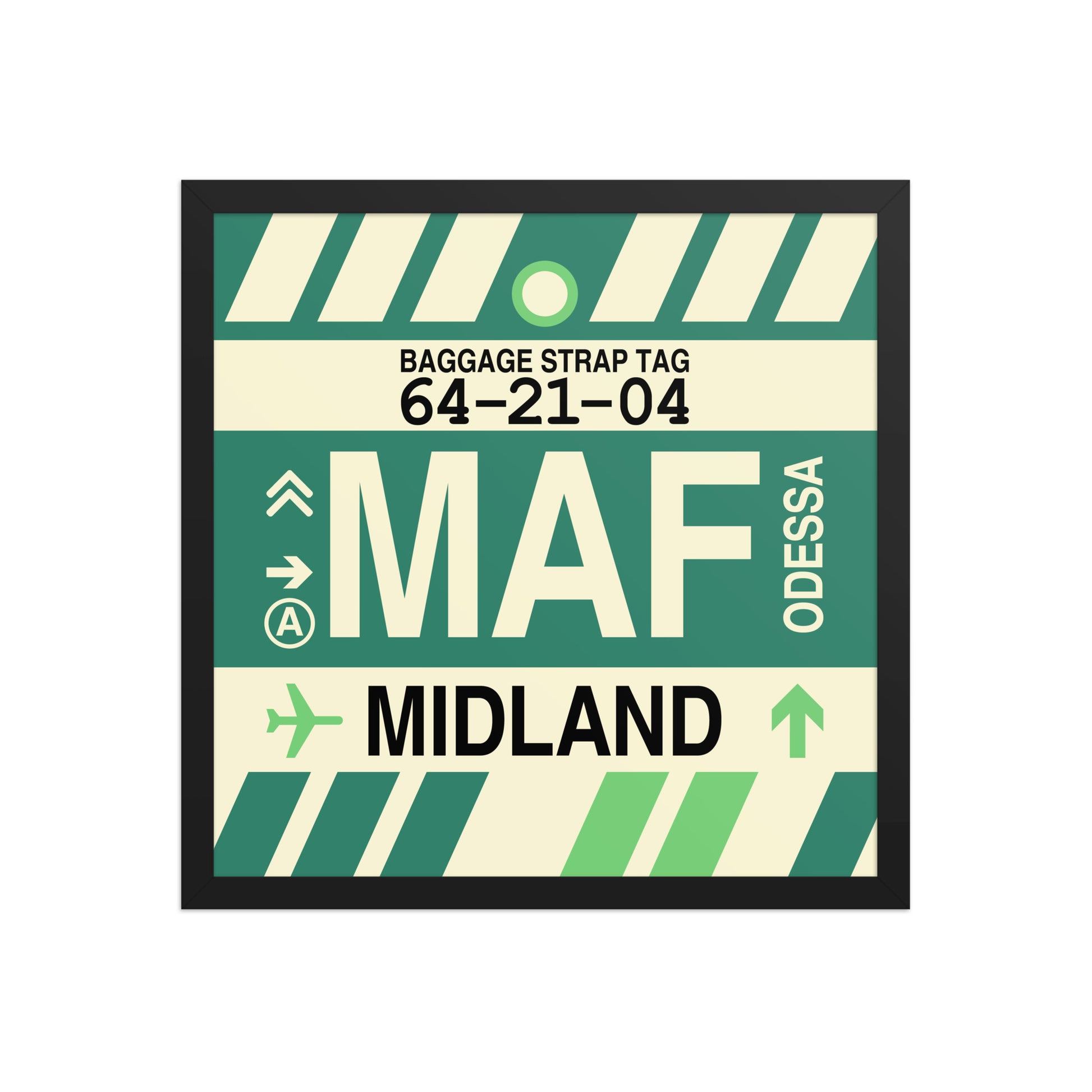 MAF Midland-Odessa Framed Print • Jet Age Baggage Tag Design • YHM Designs - Image 05