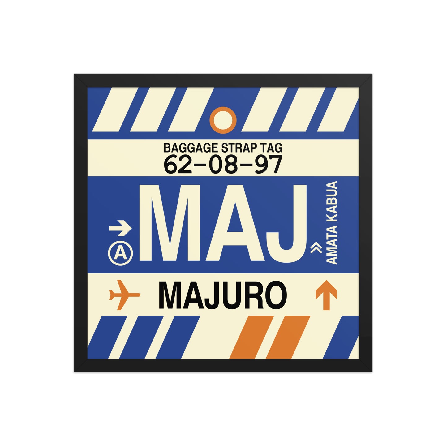 MAJ Majuro Framed Print • Jet Age Baggage Tag Design • YHM Designs - Image 05