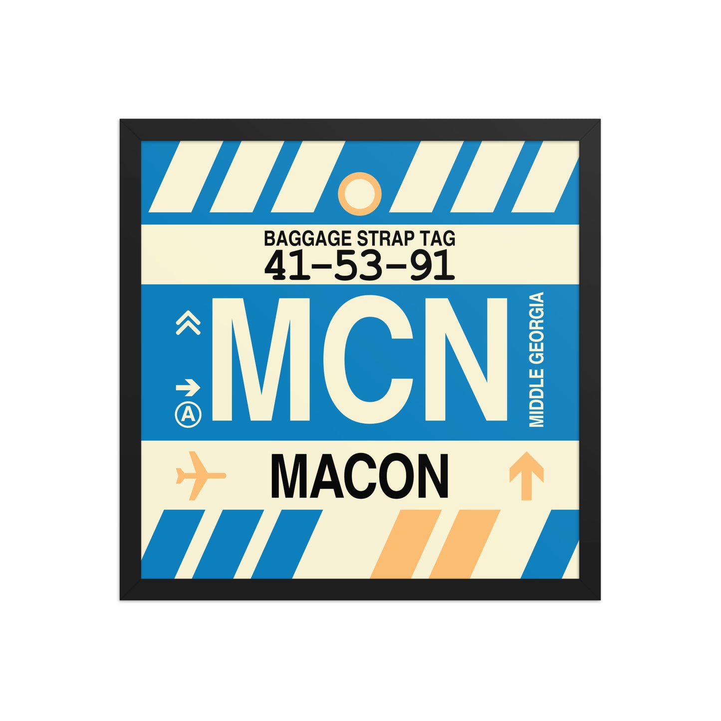 MCN Macon Framed Print • Jet Age Baggage Tag Design • YHM Designs - Image 05