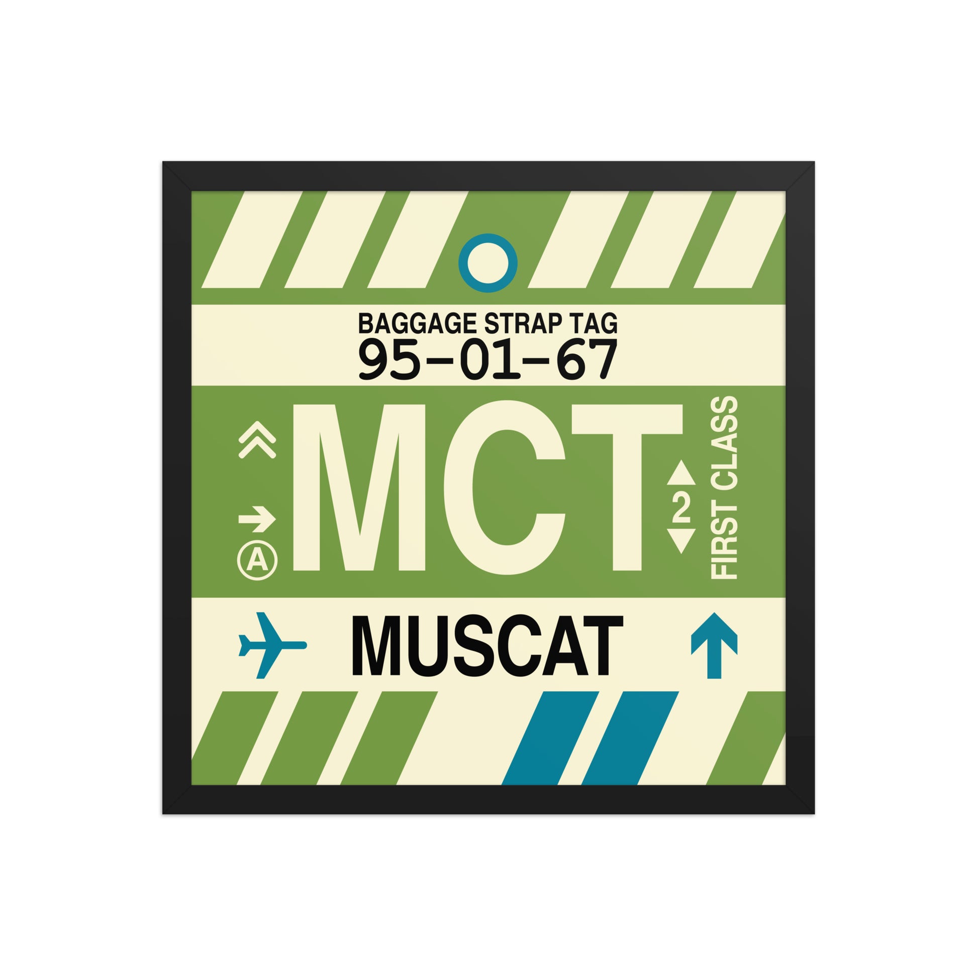 MCT Muscat Framed Print • Jet Age Baggage Tag Design • YHM Designs - Image 05