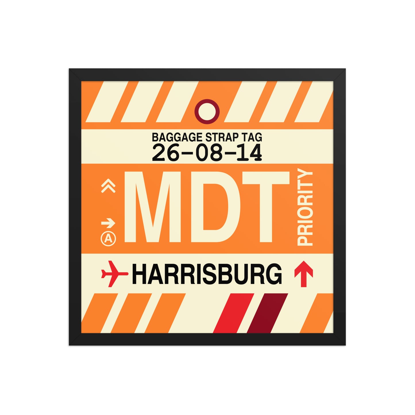 MDT Harrisburg Framed Print • Jet Age Baggage Tag Design • YHM Designs - Image 05