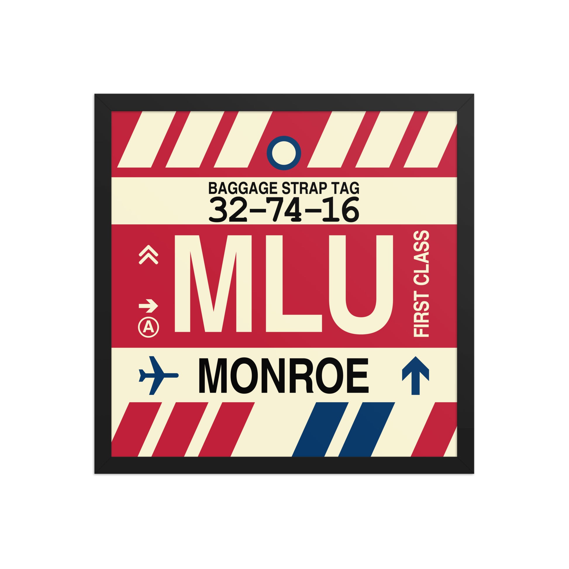 MLU Monroe Framed Print • Jet Age Baggage Tag Design • YHM Designs - Image 05