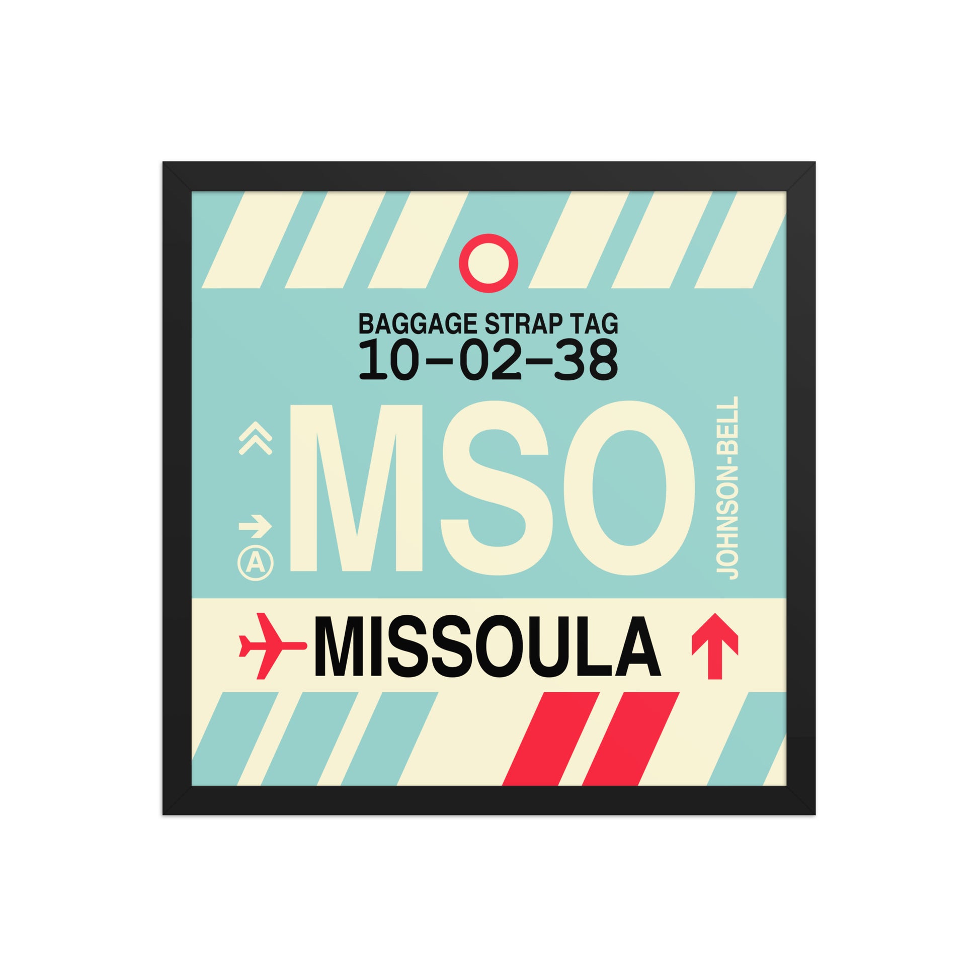 MSO Missoula Framed Print • Jet Age Baggage Tag Design • YHM Designs - Image 05